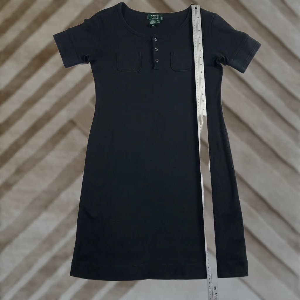 Ralph Lauren Lauren Ralph Lauren Dress Petite P/S Navy Blue Cotton Short Sleeve Henley Shift Size 28" / US 6 / IT 42 - 1 Thumbnail