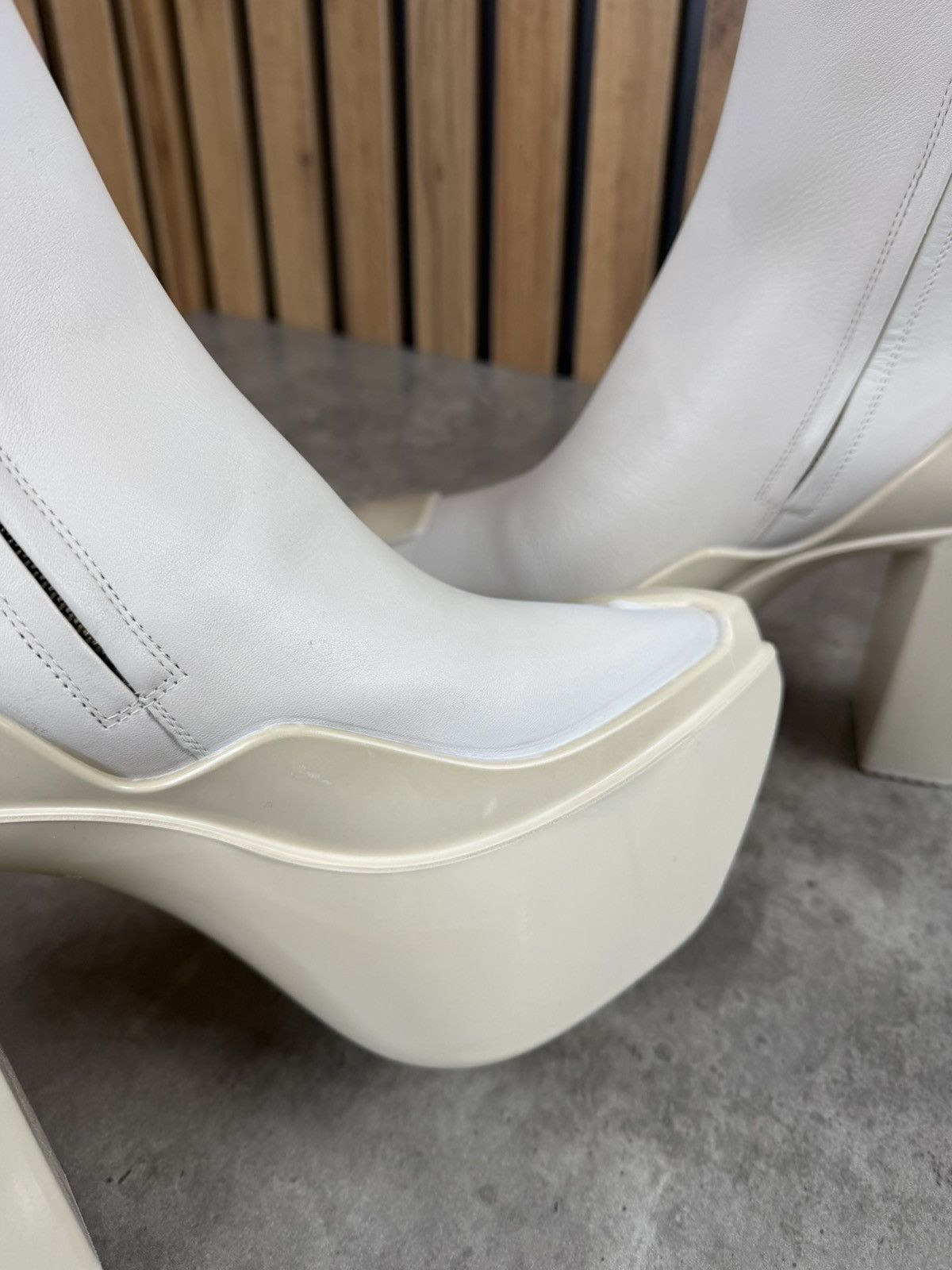 Peter Do at.kollektive x Peter Do Leather Platform Ankle Boots White Size US 10 / IT 40 - 9 Thumbnail