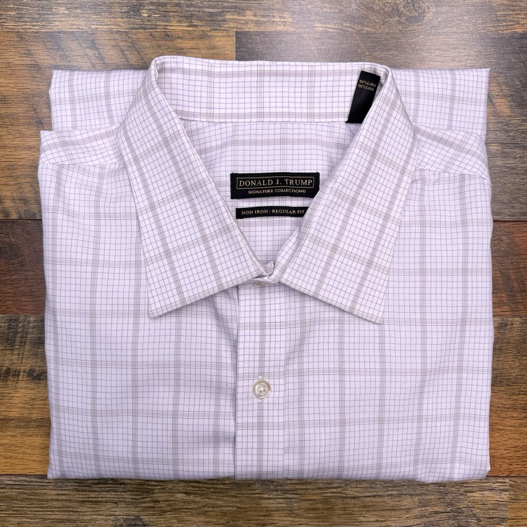 Vintage Donald J. Trump Shirt Mens Regular Fit 18 White Plaid Non-Iron Button Up Shirt Size US XXL / EU 58 / 5 - 2 Thumbnail
