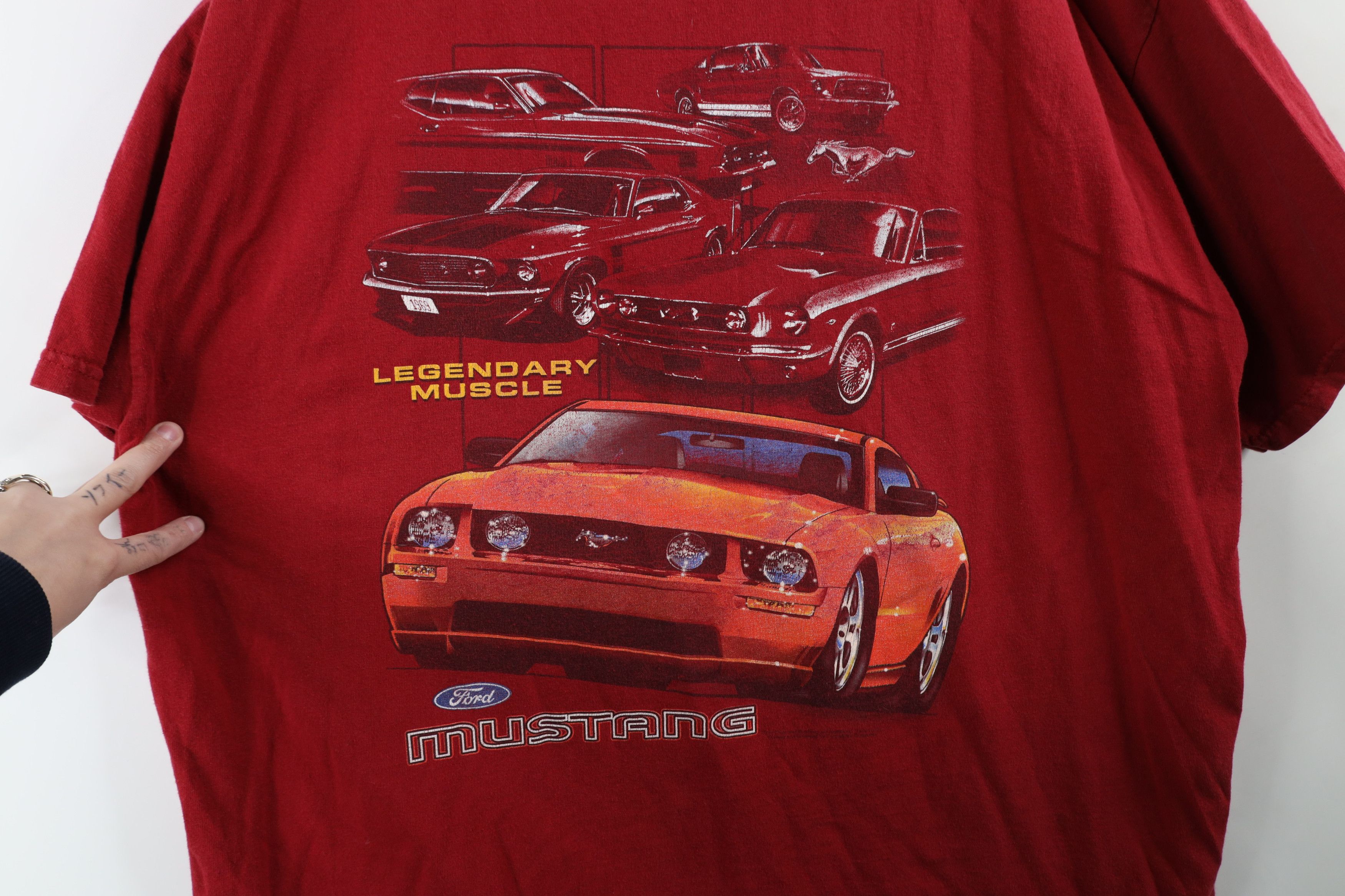 Vintage Vintage 90s Y2K Ford Motor Co Ford Mustang T-Shirt Red Size US XXL / EU 58 / 5 - 4 Thumbnail