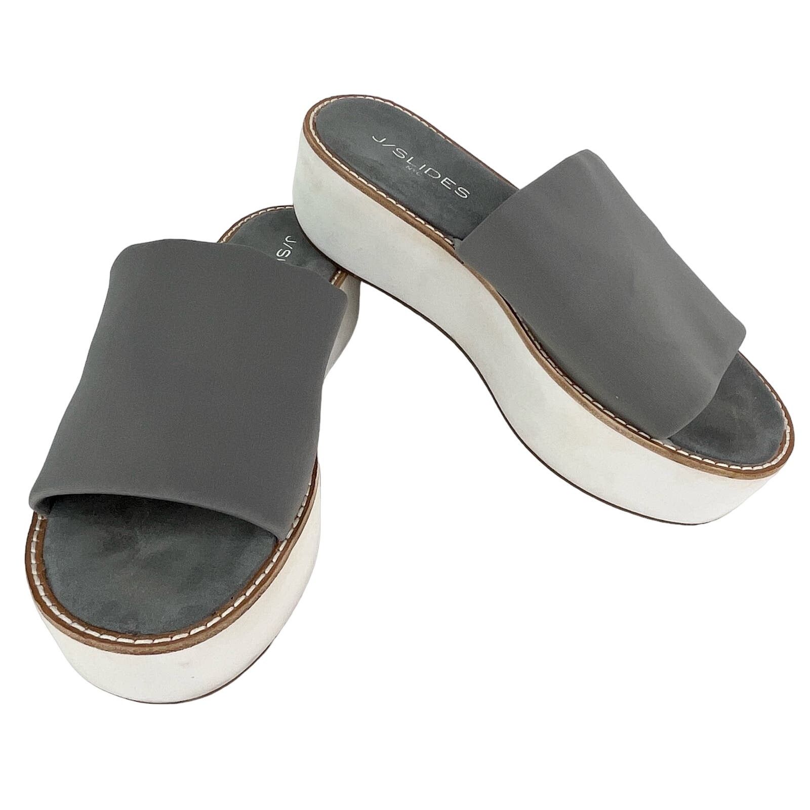 J/Slides J/Slides Platform Sandals Slides 8 Gray White Size US 8 / IT 38 - 10 Thumbnail