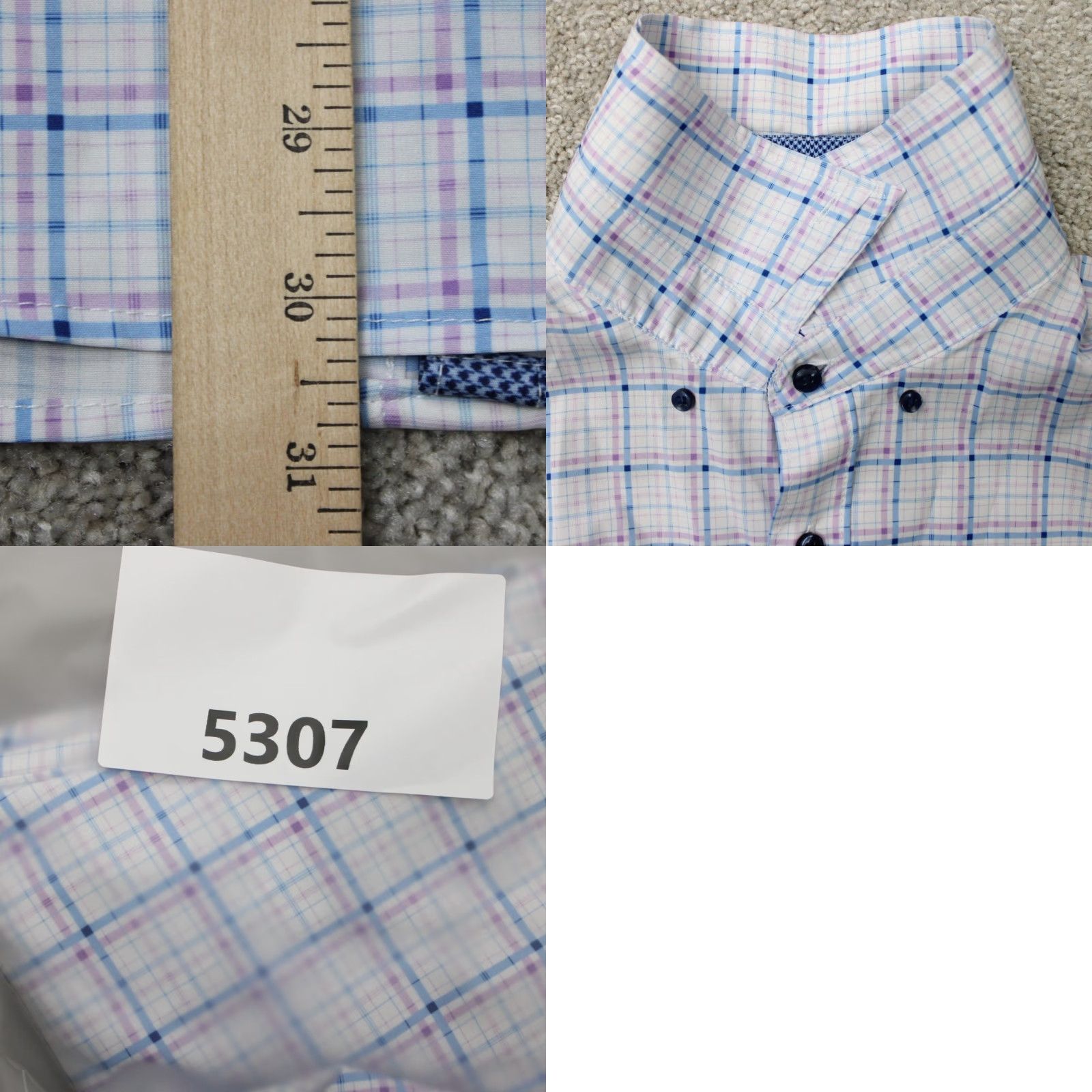 Vintage Construct Shirt Mens XL White/Blue Slim Fit Button-Up Wrinkle Free No Iron L/S Check 90s Casual Formal Workwear Mens Size US XL / EU 56 / 4 - 9 Thumbnail