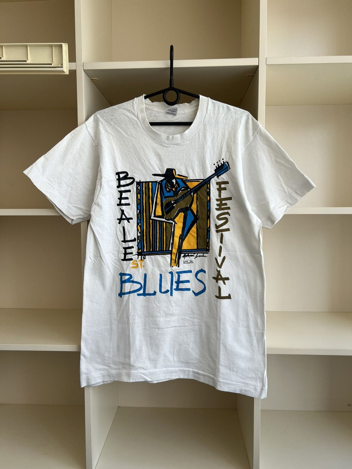 Vintage Vintage Beale St Blues Festival T-Shirt George Hunt Art Rare Size US L / EU 52-54 / 3 - 1 Thumbnail