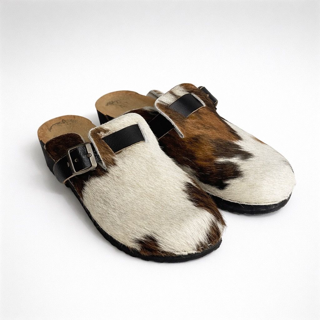 Leather Vintage Wooden Sole Clogs with Genuine Cowhide Leather Upper Size US 8 / EU 41 - 1 Thumbnail