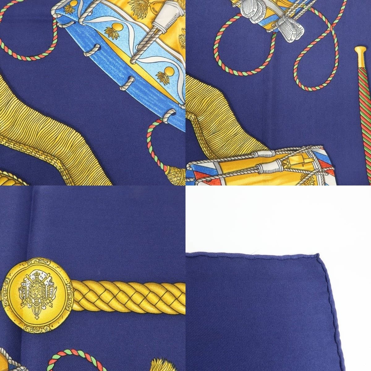 Hermes Hermes Carre 90 Les Tambours Silk Scarf Navy Size ONE SIZE - 6 Thumbnail