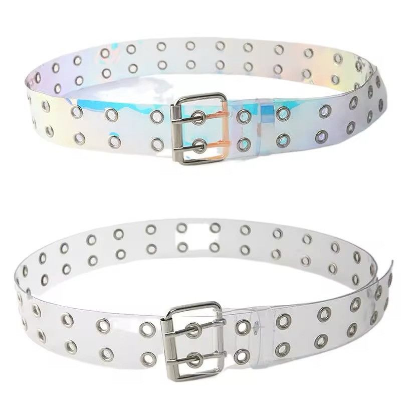Leather Two Row PVC Clear Belt Size ONE SIZE - 4 Thumbnail