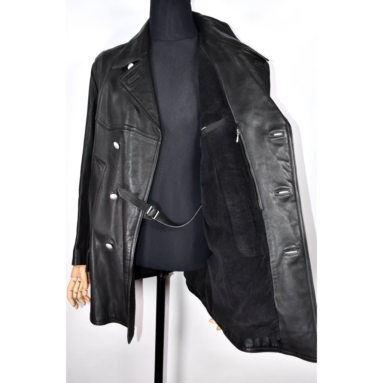 Vintage VTG Germany Police Leather Motorcycle Jacket size 52 Mens Jacket Black 1980s) Size US L / EU 52-54 / 3 - 4 Thumbnail