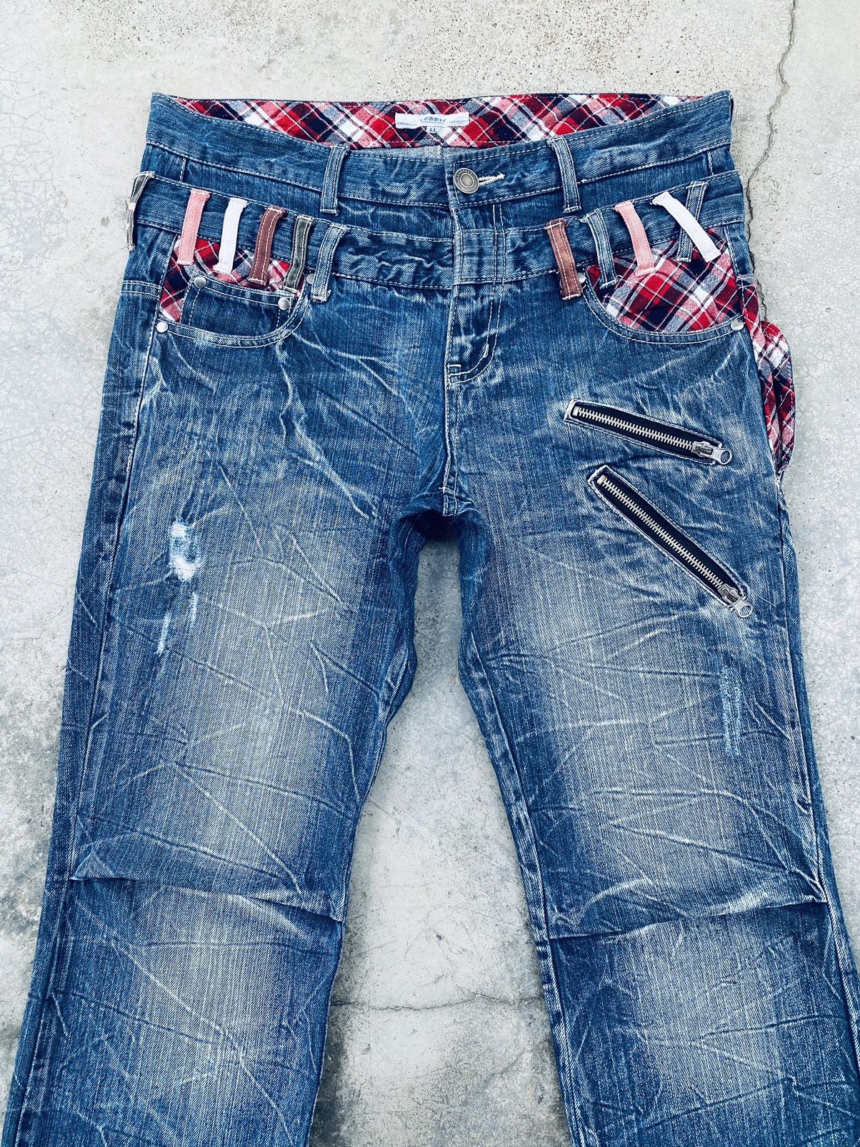 Vintage Vintage Roddle Double Waist Flared Distressed Denim Size US 35 - 3 Thumbnail
