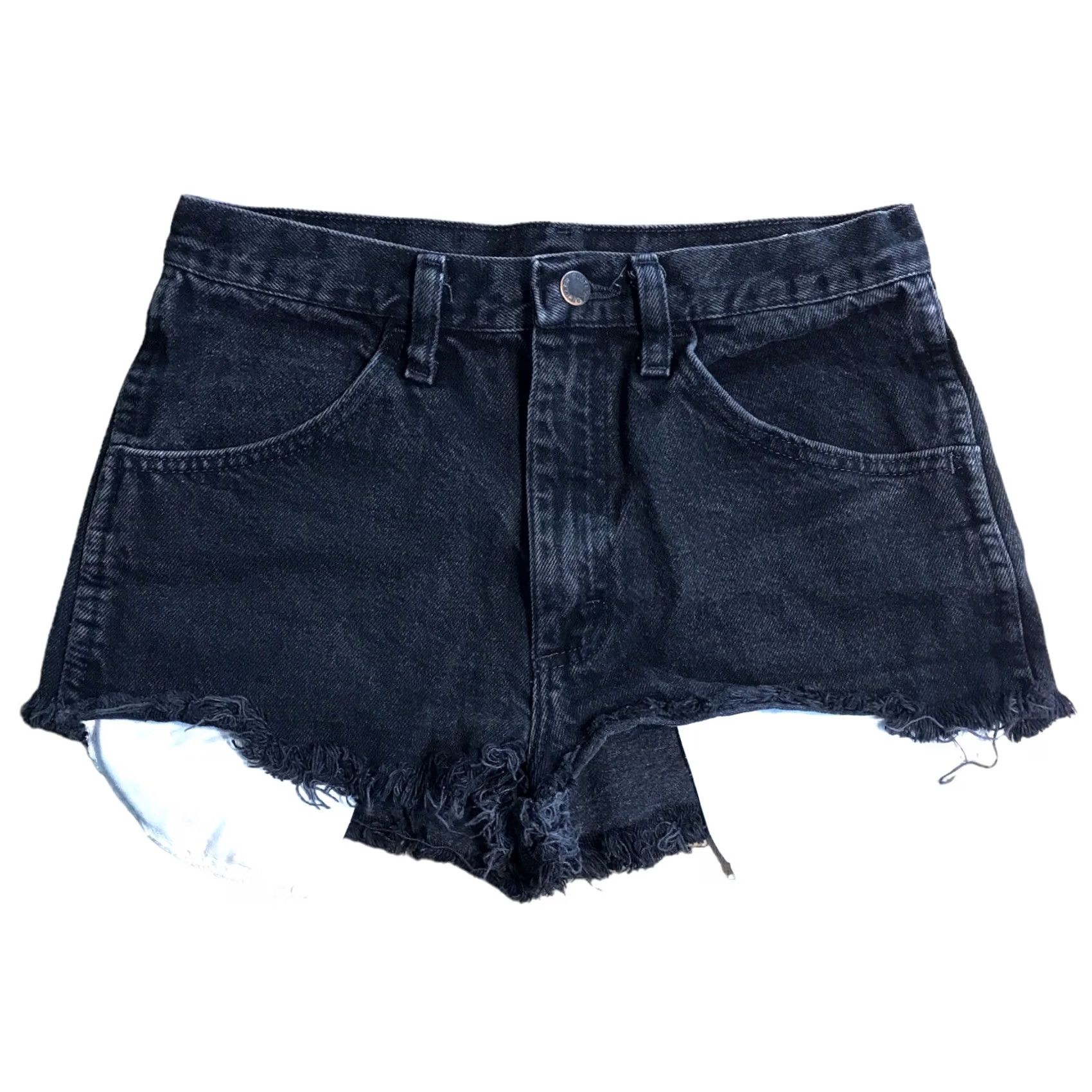 Denime VINTAGE Rustler Shorts Womens Cut Off Black Denim 29 90s 5-Pocket Rustler Women's Jeans Shorts Size 29" - 2 Thumbnail