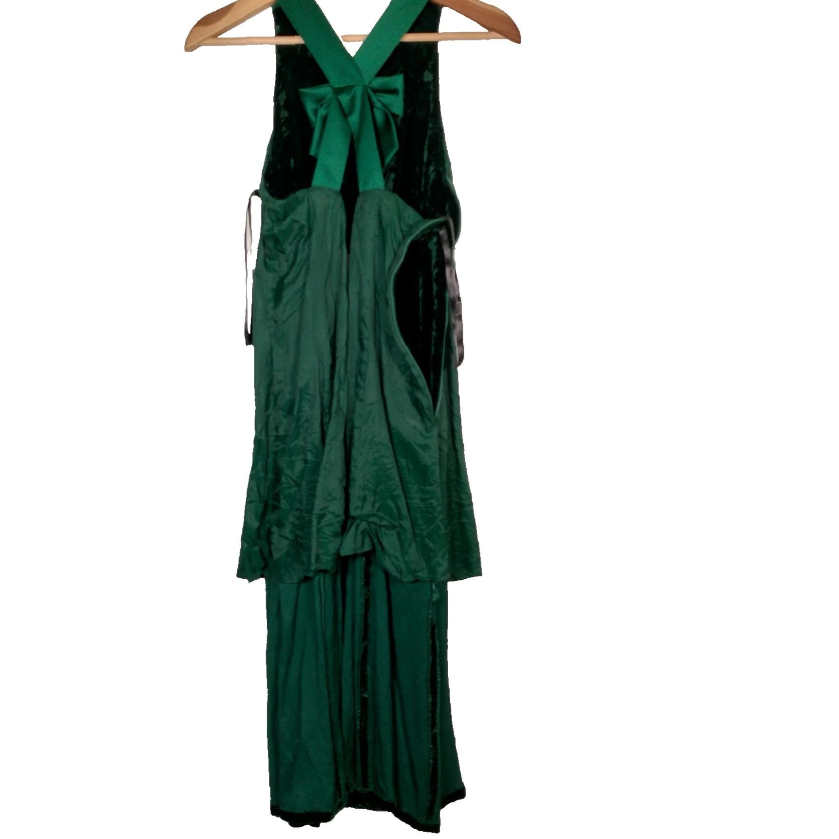 Vintage VINTAGE Donna Ricci Dress Women's Petite Long Sleeveless Green Velvet Formal Party Wedding 1990s Size S / US 4 / IT 40 - 4 Thumbnail