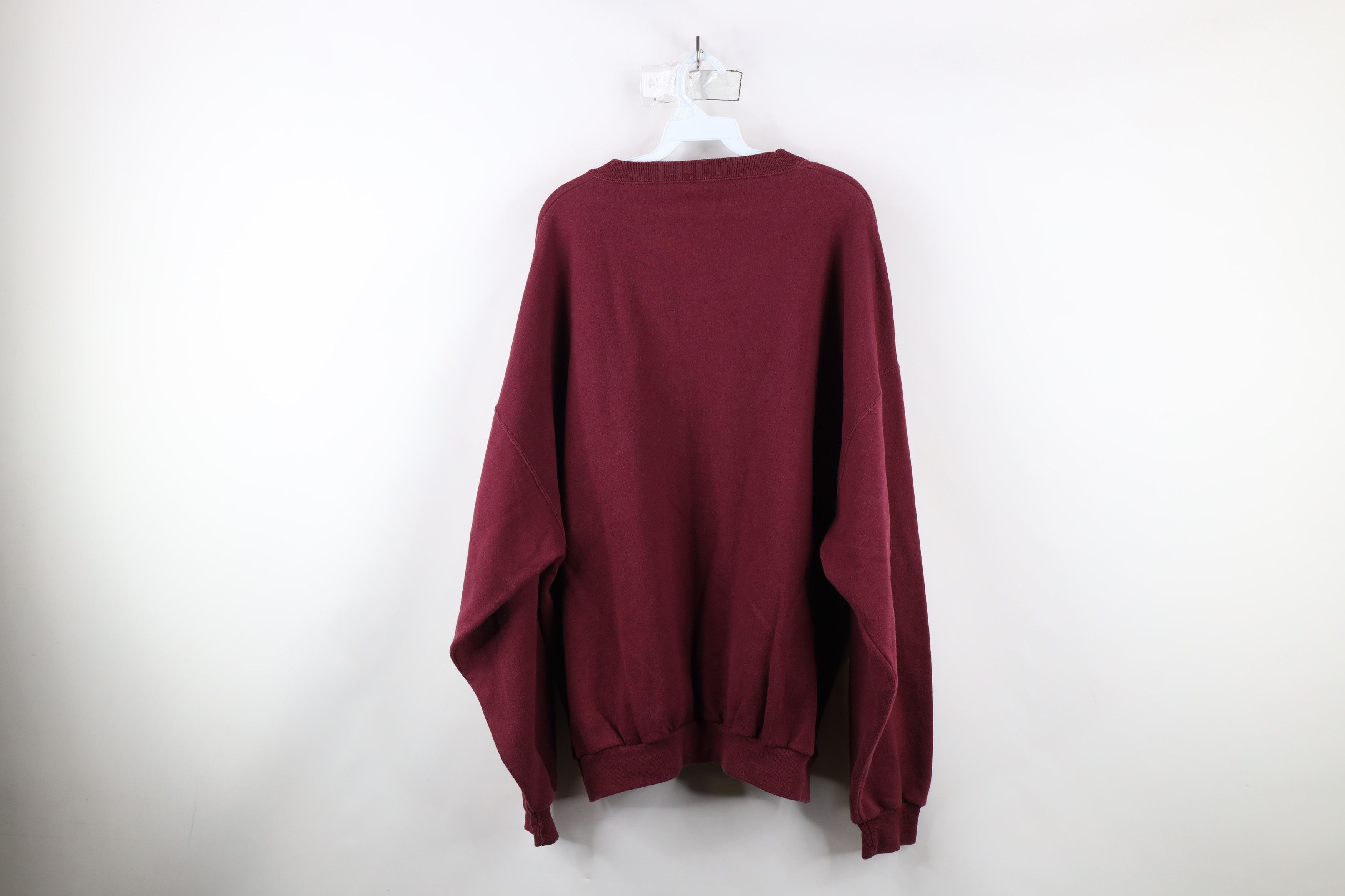 Vintage Vintage 90s Streetwear Blank Crewneck Sweatshirt Maroon Size US XXL / EU 58 / 5 - 10 Thumbnail