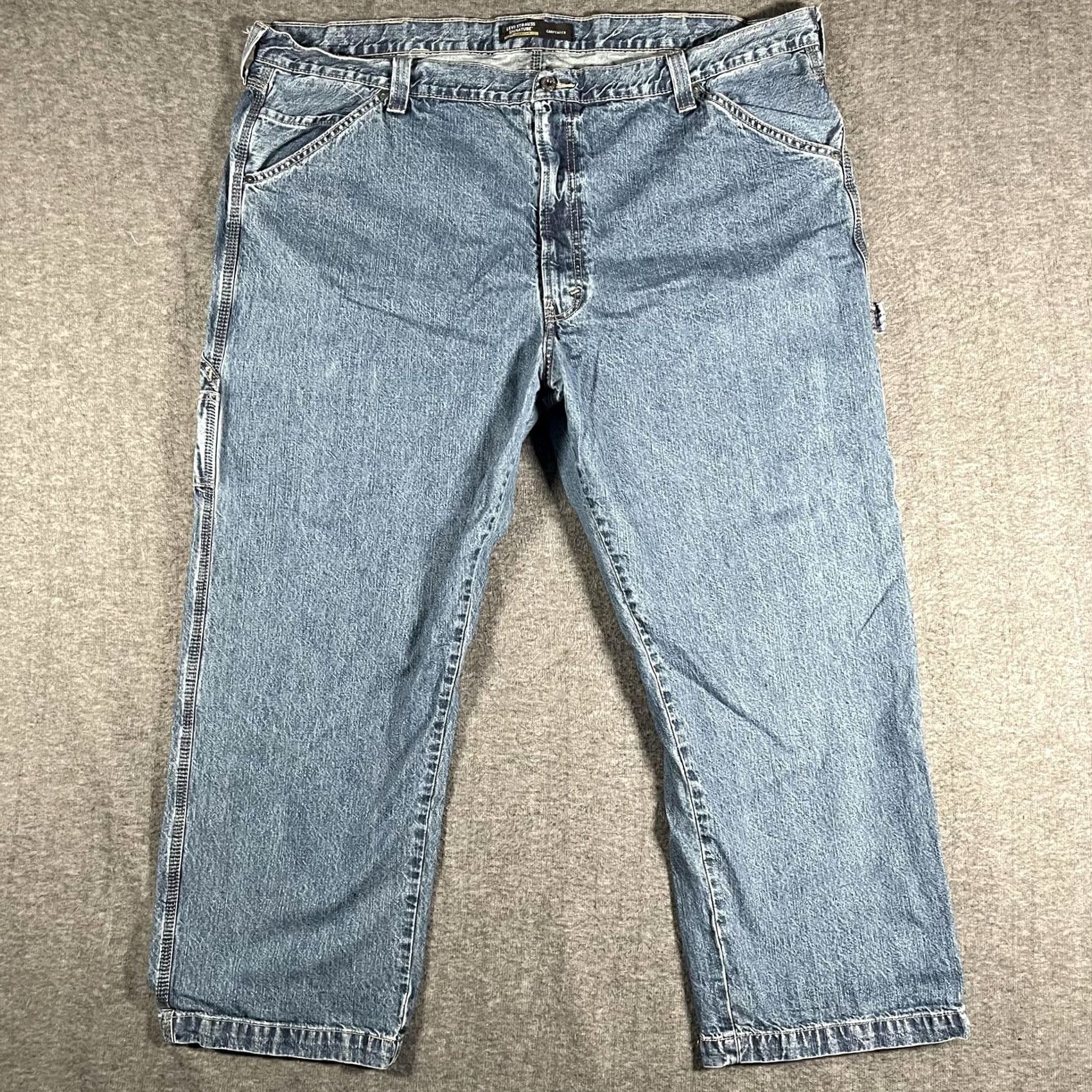 Vintage Levi Strauss Signature Jeans Carpenter Workwear Mens 48x30 Blue Relaxed Fit Jeans Big & Tall CW-3924 Regular Size US 32 / EU 48 - 2 Thumbnail