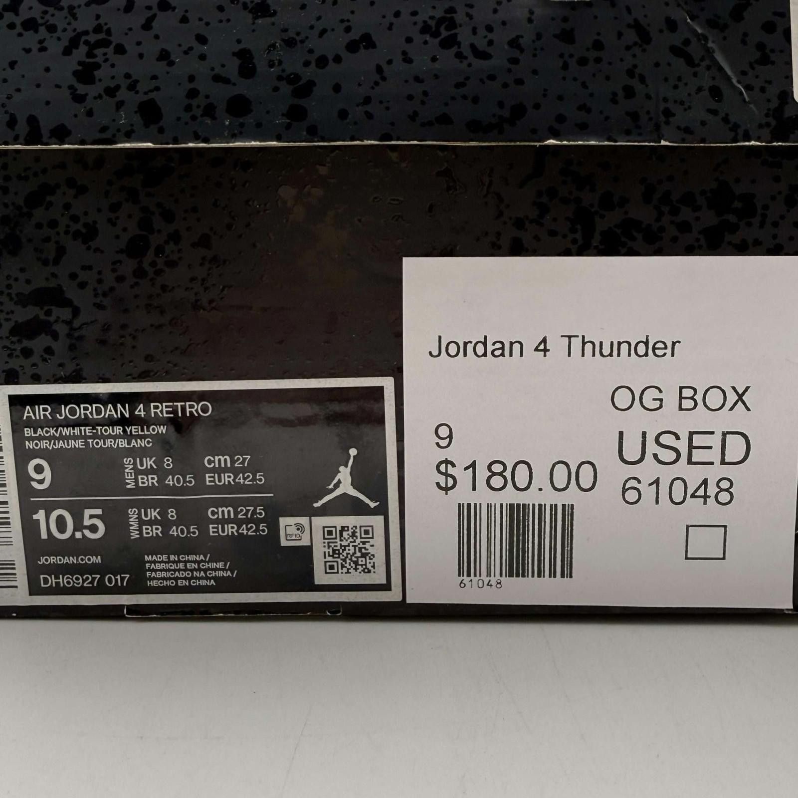 Jordan Brand Air Jordan 4 Retro Black/Yellow US 9 Used with Box Size US 9 / EU 42 - 9 Thumbnail