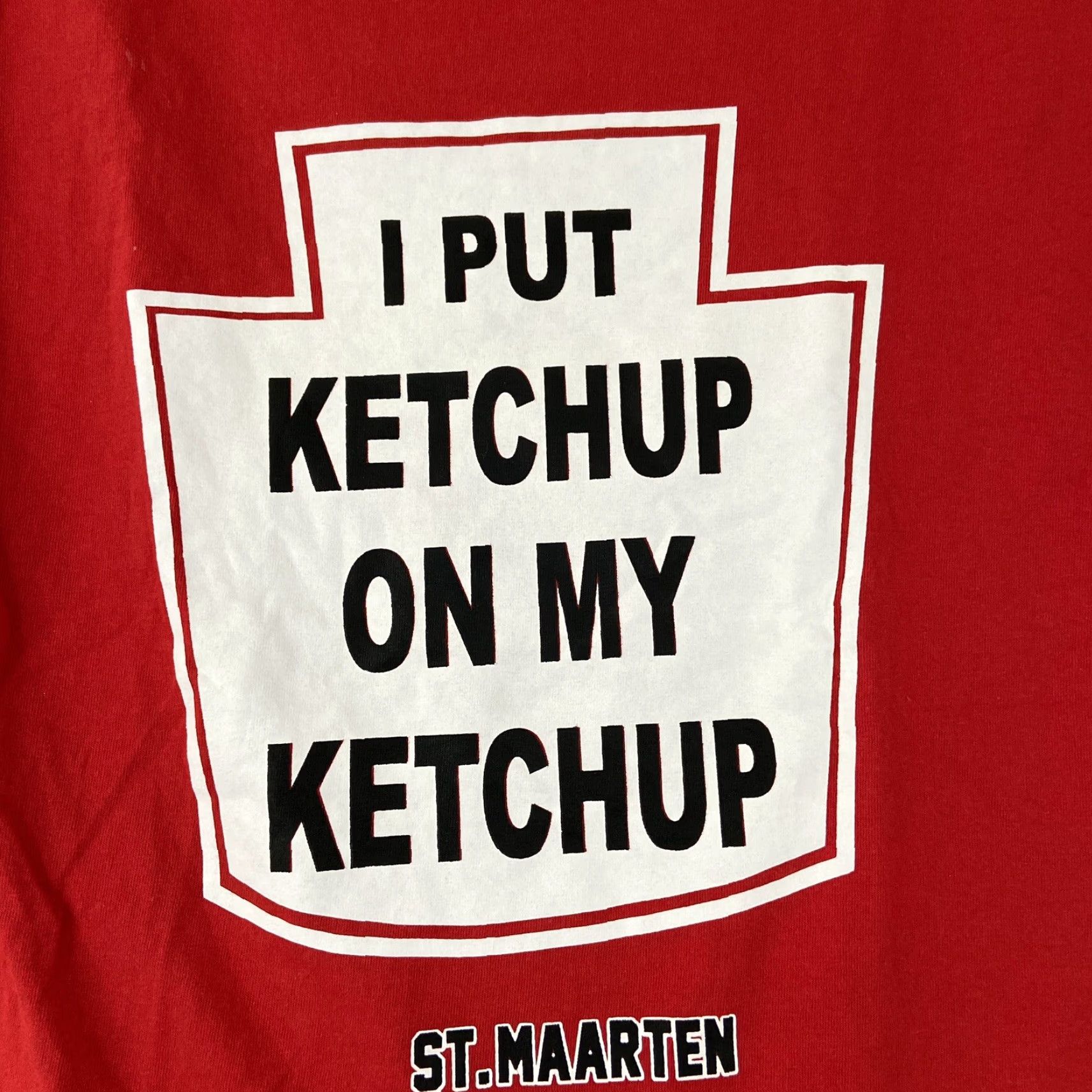 Gildan Gildan T-Shirt Mens M Red I Put Ketchup On My Ketchup St. Maarten Tshirt Side M Size US M / EU 48-50 / 2 - 5 Thumbnail