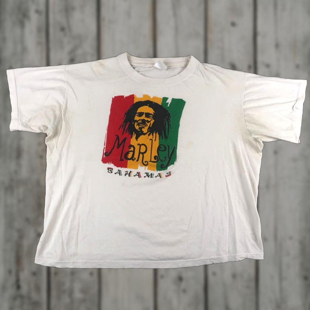 Vintage VINTAGE Bob Marley T-Shirt Men White Size L Graphic Print Reg Fit Crew Neck Short Sleeve Size US L / EU 52-54 / 3 - 1 Thumbnail