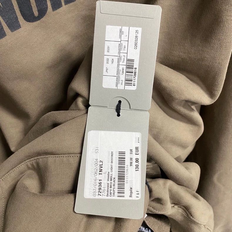 Balenciaga Balenciaga Printed Logo Hoodie in Gray Brown-2506 Size US S / EU 44-46 / 1 - 8 Thumbnail