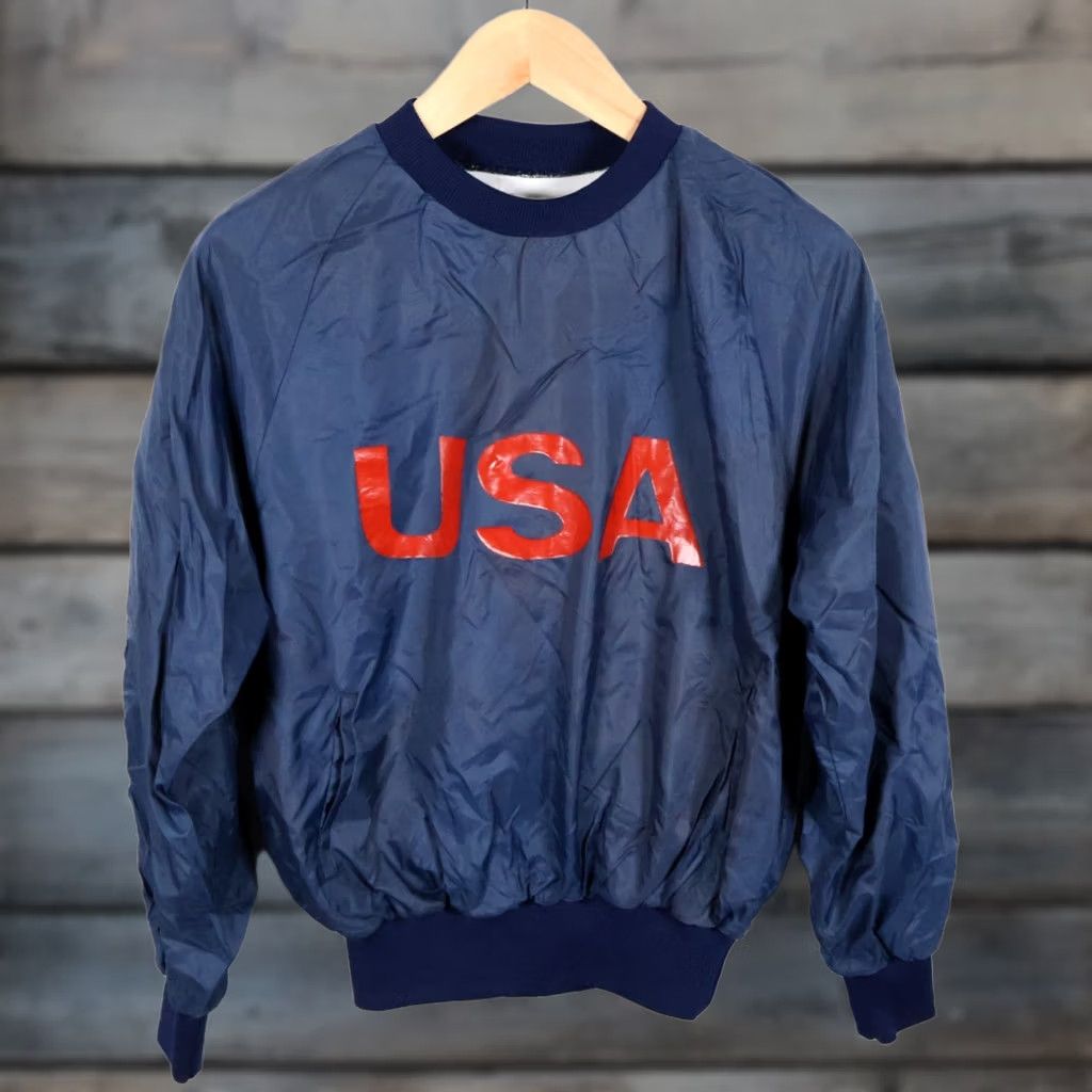 Vintage VINTAGE Bike Athletic Windbreaker Jacket Adults Medium Blue USA Print Pullover Lined 90s Sports Mens Jackets Size US M / EU 48-50 / 2 - 1 Thumbnail