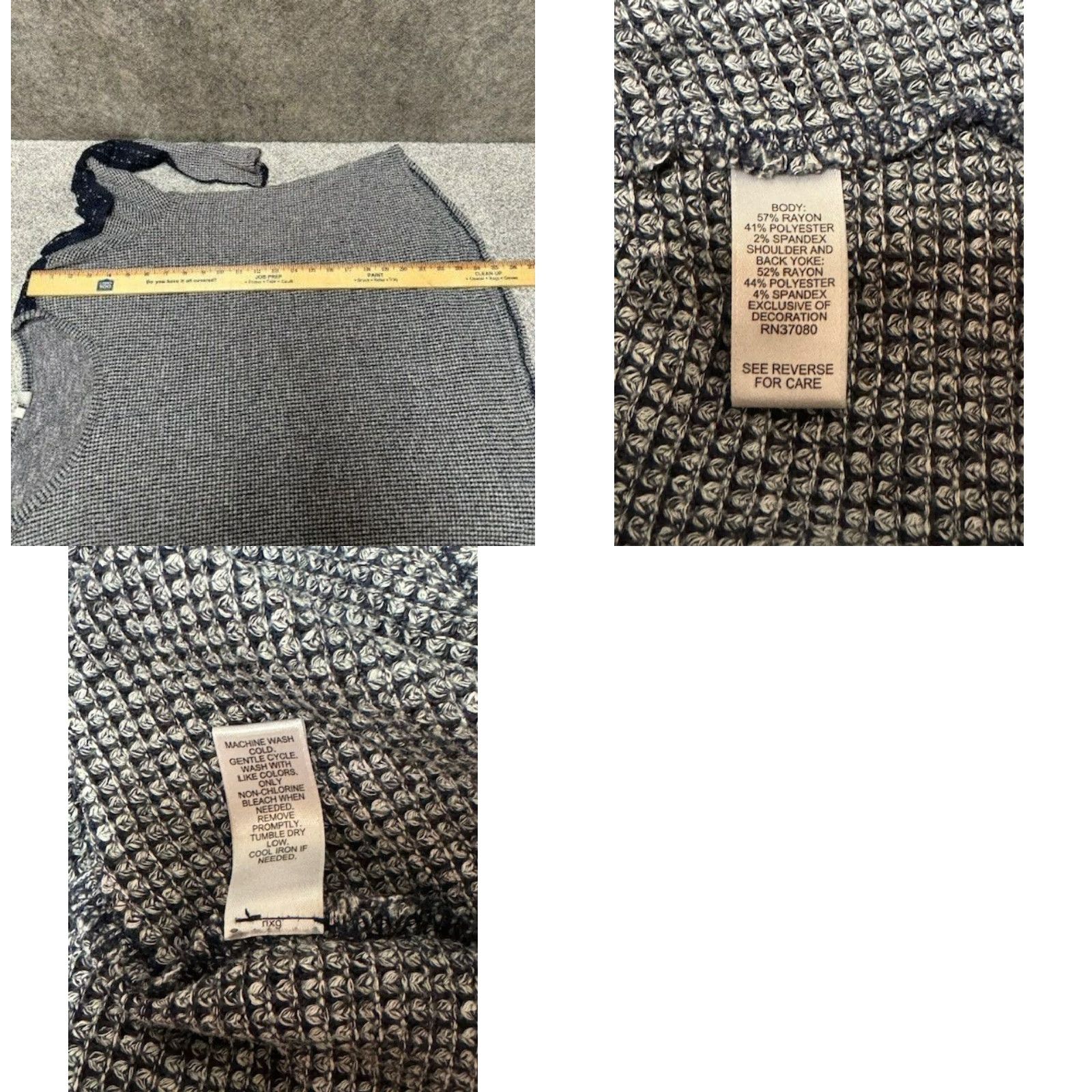 Vintage Cato Sweater Womens XL Gray Knit Blue Floral Lace Fairy Boho Grunge Pullover Knit Tailored Regular Women Casual Size XL / US 12-14 / IT 48-50 - 8 Thumbnail