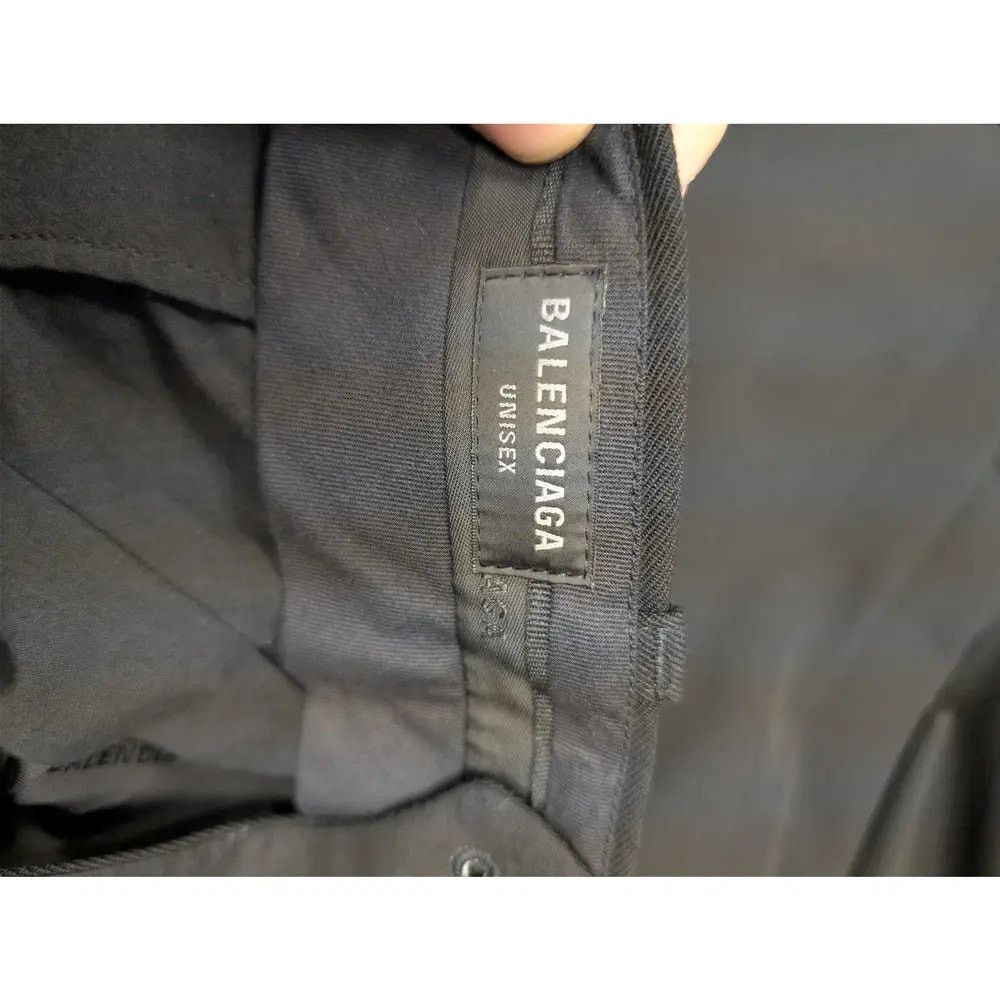 Balenciaga o1rshd1 Unisex Dry Wool Twill Tailored Pants in Black Size US 28 / EU 44 - 14 Thumbnail