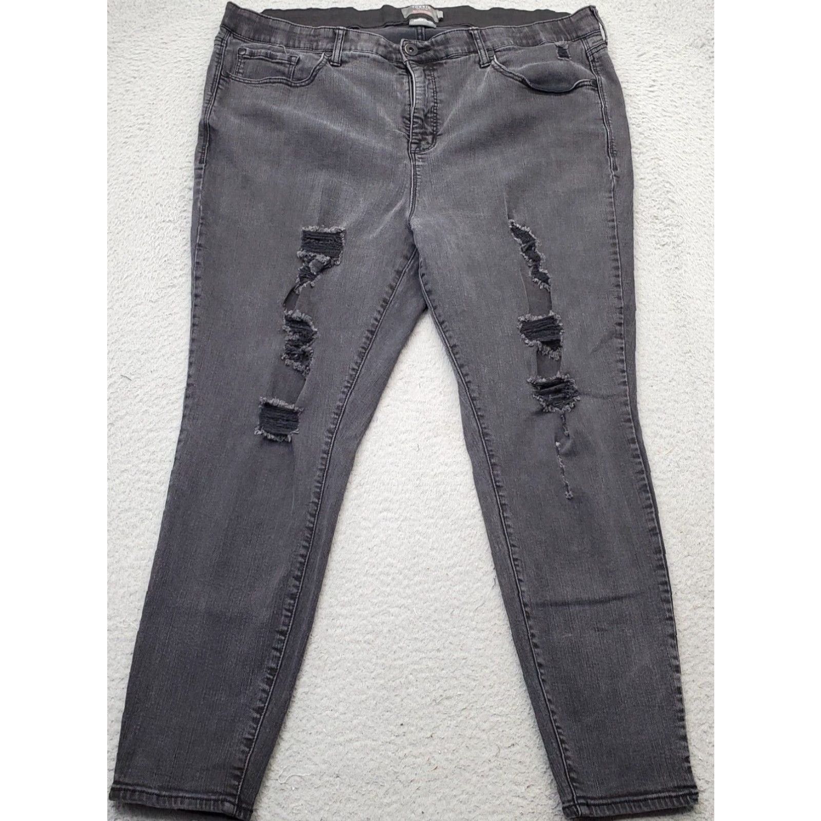 Torrid Torrid Jeans Women Size 22 Black Denim Premium Stretch Distressed Comfort Skinny Size 40" / US 18 - 2 Thumbnail