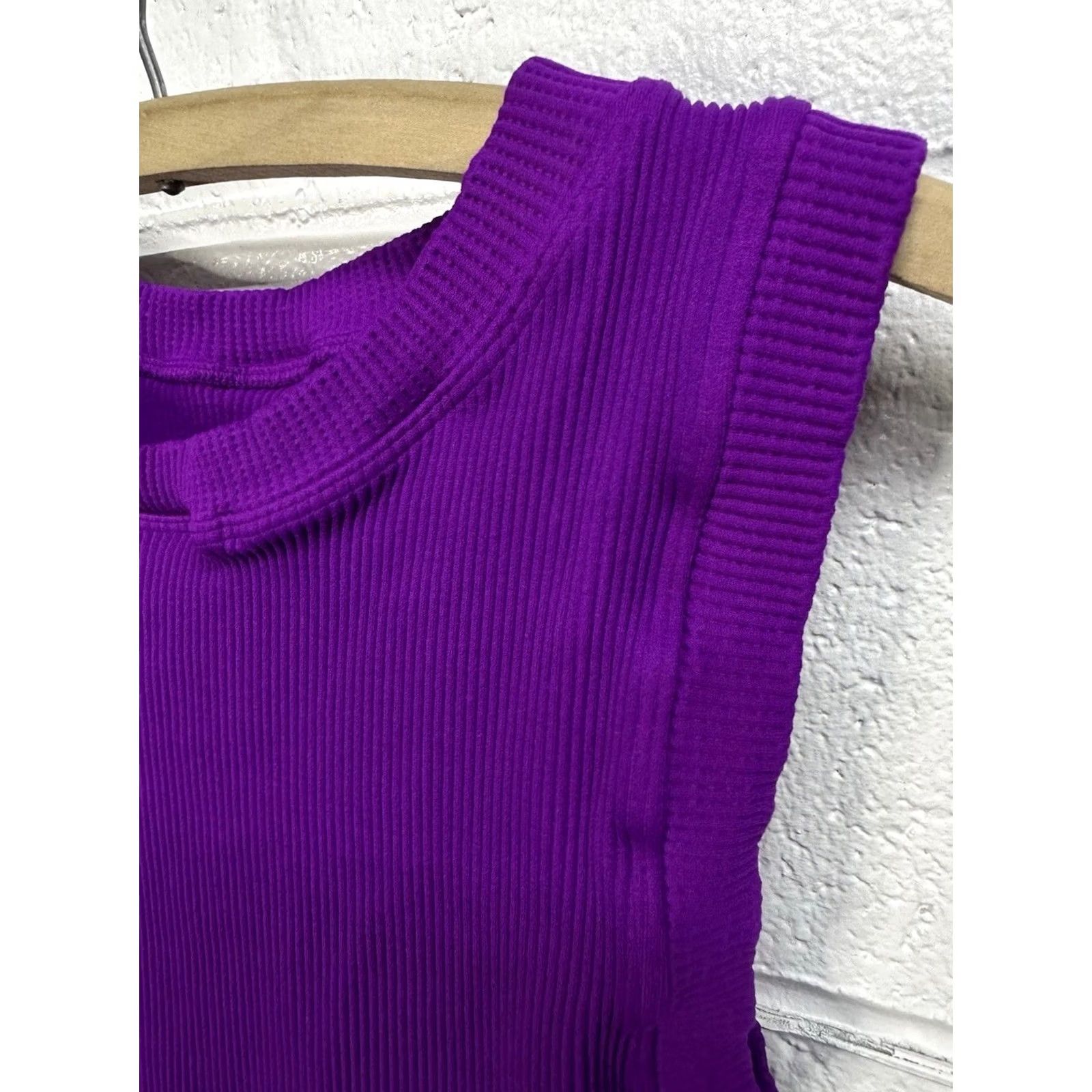 Free People VINTAGE FP Movement Free People Heavy Ribbed Tank Top Purple Women’s M/L Tank Top Women Medium/Large Purple Tank Top Activewear Womens M/L Size M / US 6-8 / IT 42-44 - 2 Thumbnail