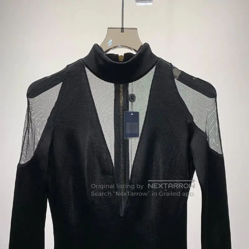 Balmain Balmain Black Cotton Long Sleeve Dress . Size XXS / US 00 / IT 34 - 3 Thumbnail