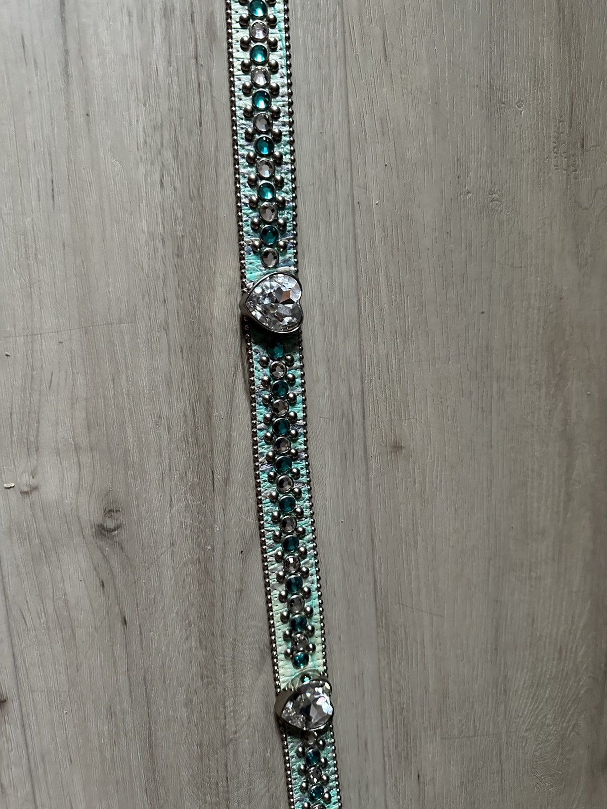 B.B. Simon BB SIMON Belt blue reptile heart crystal size XXL 36” Size ONE SIZE - 4 Thumbnail
