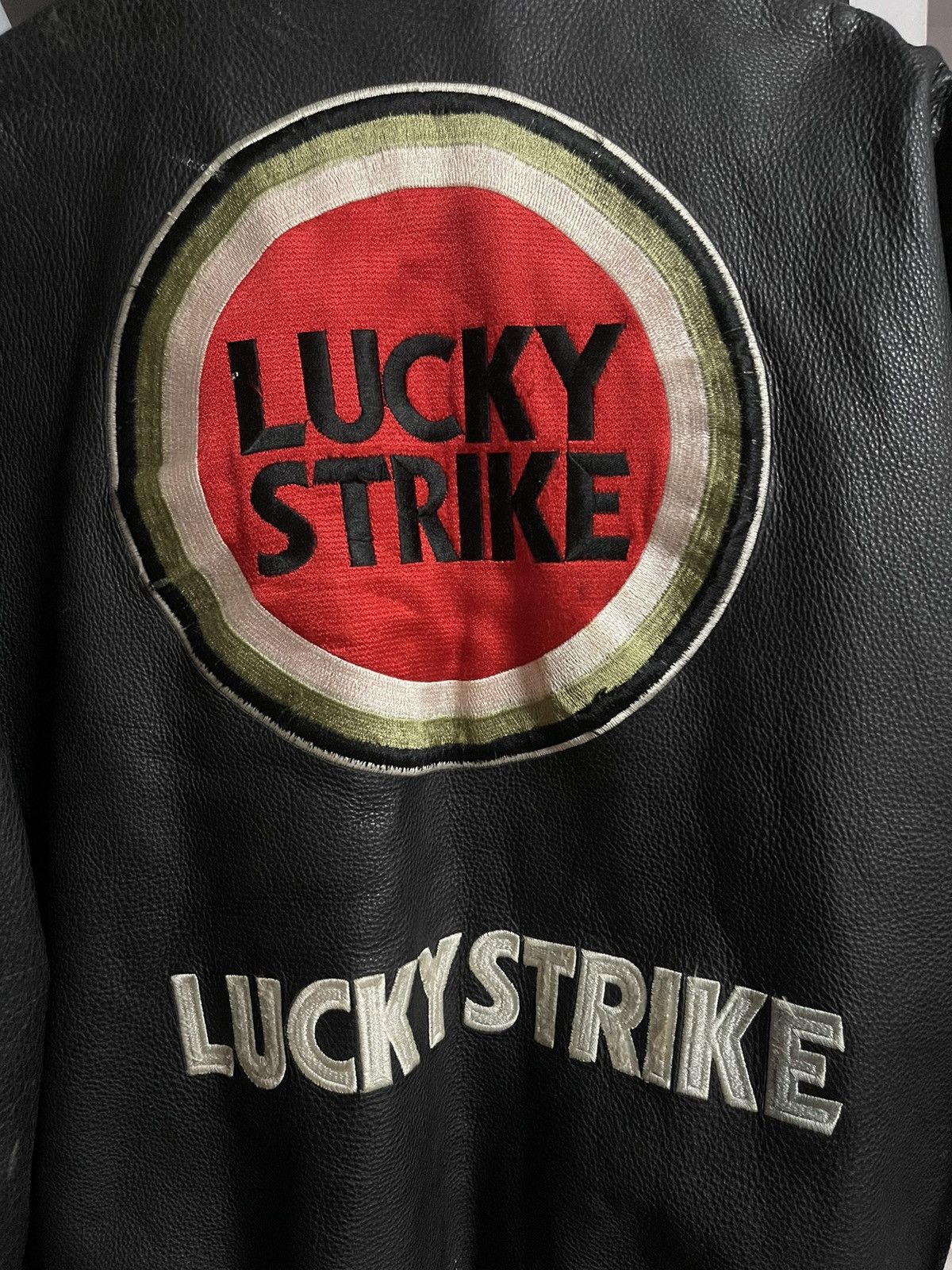 Vintage Vtg Lucky Strike Big Logo Leather Jacket Size US S / EU 44-46 / 1 - 14 Thumbnail