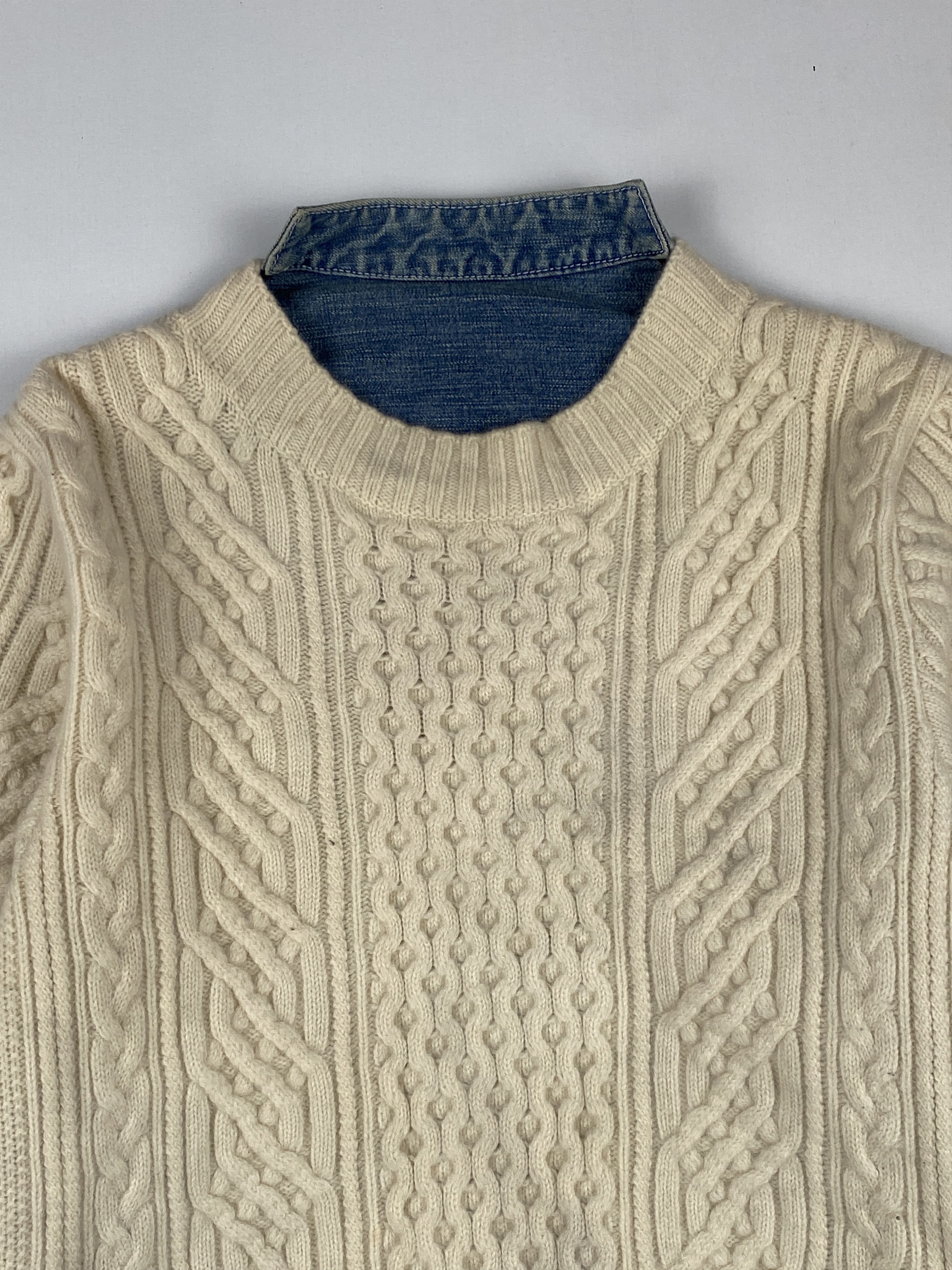 Sacai Denim Paneled Knitted Hybrid Sweater Size L / US 10 / IT 46 - 3 Thumbnail