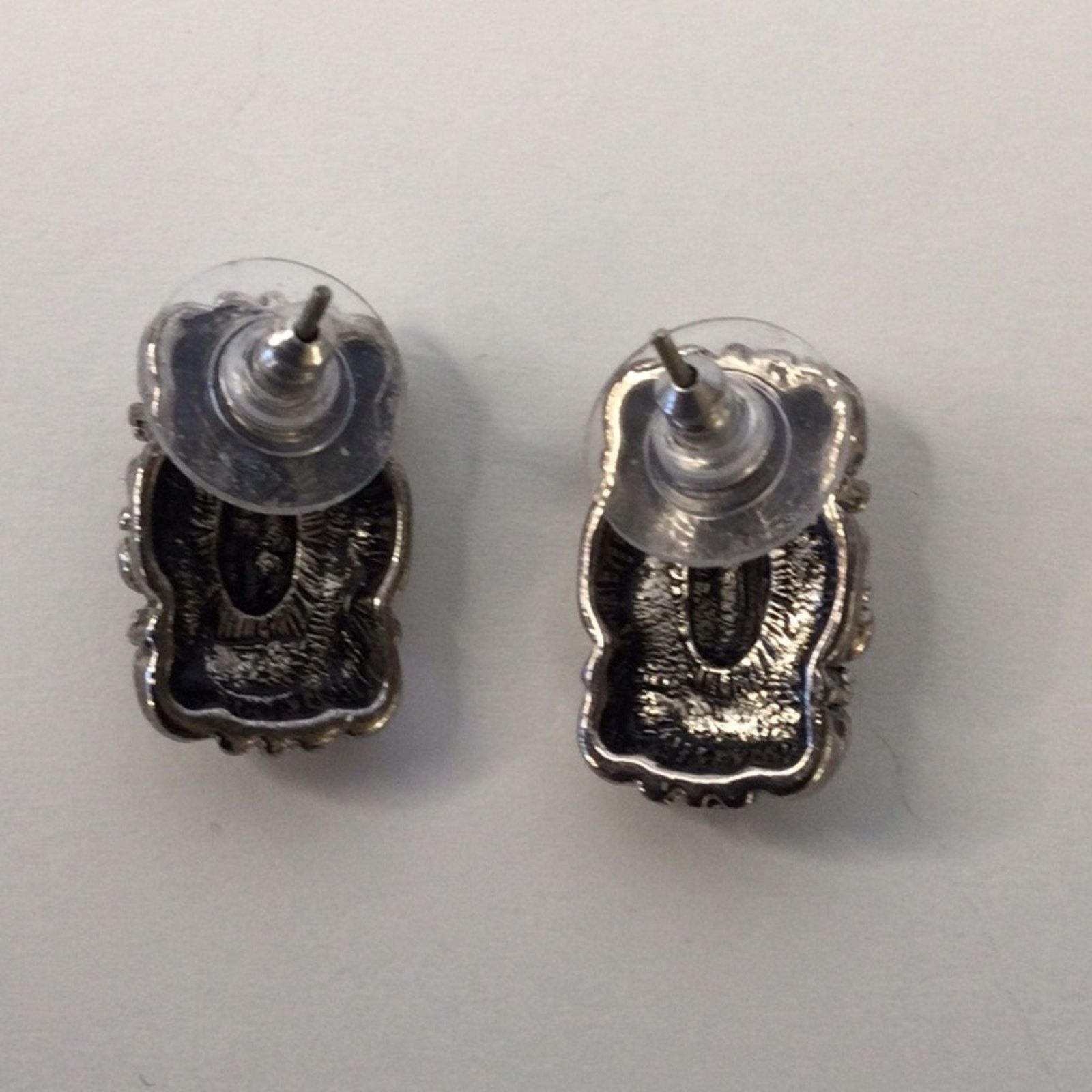 Other Vintage 1980's Silver Tone Art Deco Post Back Earrings Size ONE SIZE - 8 Thumbnail