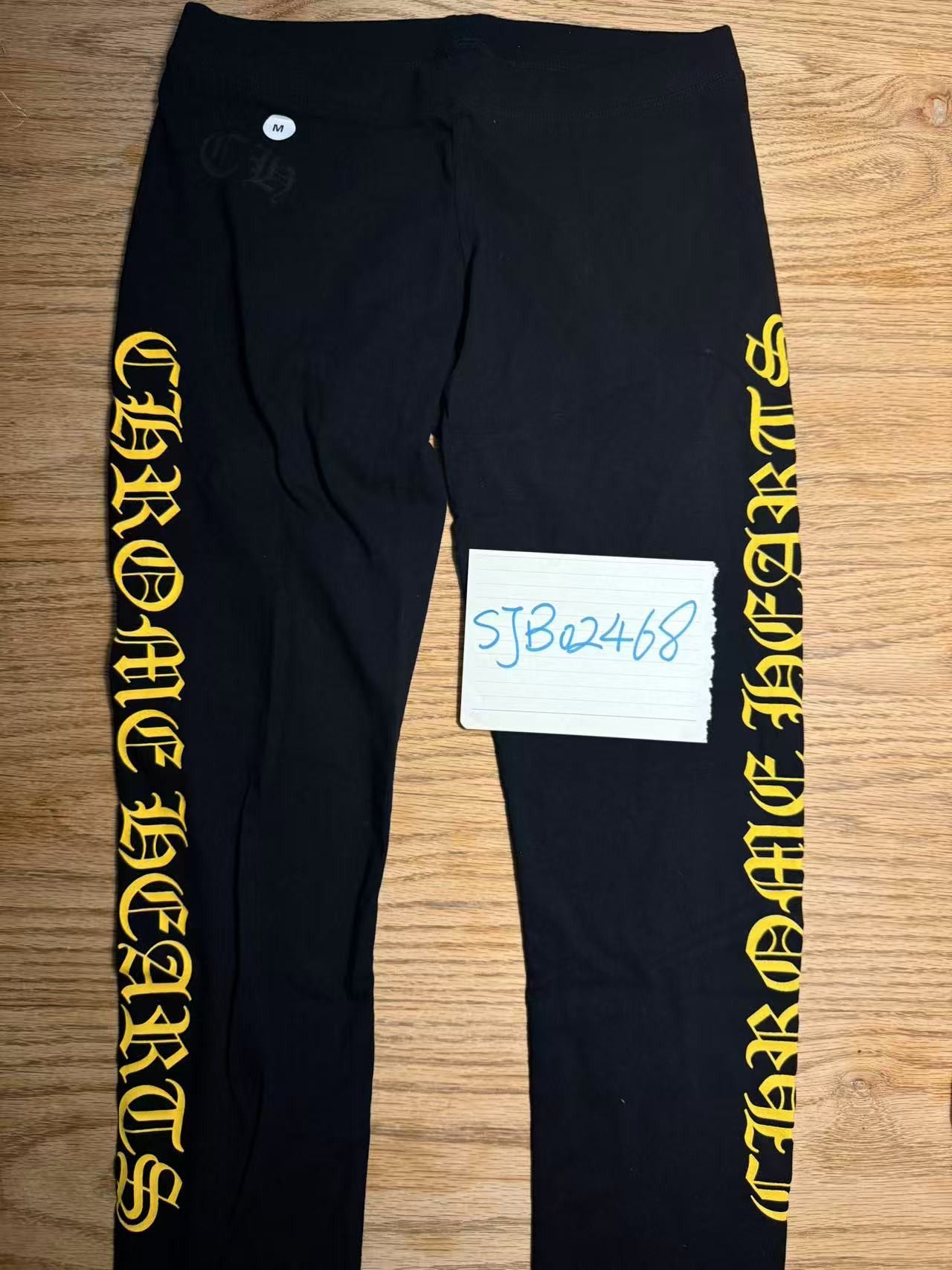 Chrome Hearts [NEW] Chrome Hearts BLACK Leggings With Yellow Logo Size 32" / US 10 / IT 46 - 1 Thumbnail