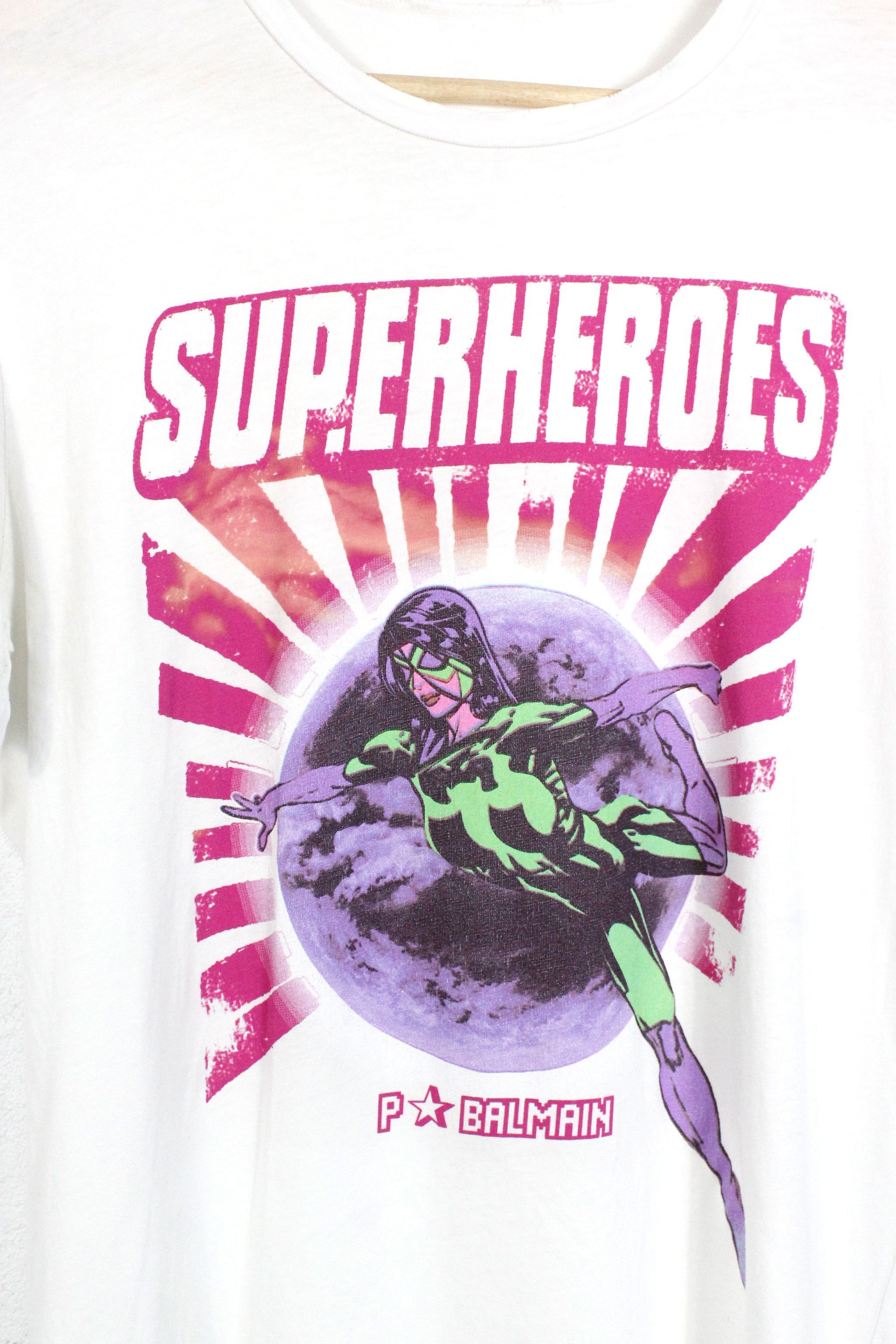 Pierre Balmain Pierre Balmain Superheroes Graphic Printe White Tee T-shirt Size US S / EU 44-46 / 1 - 2 Thumbnail