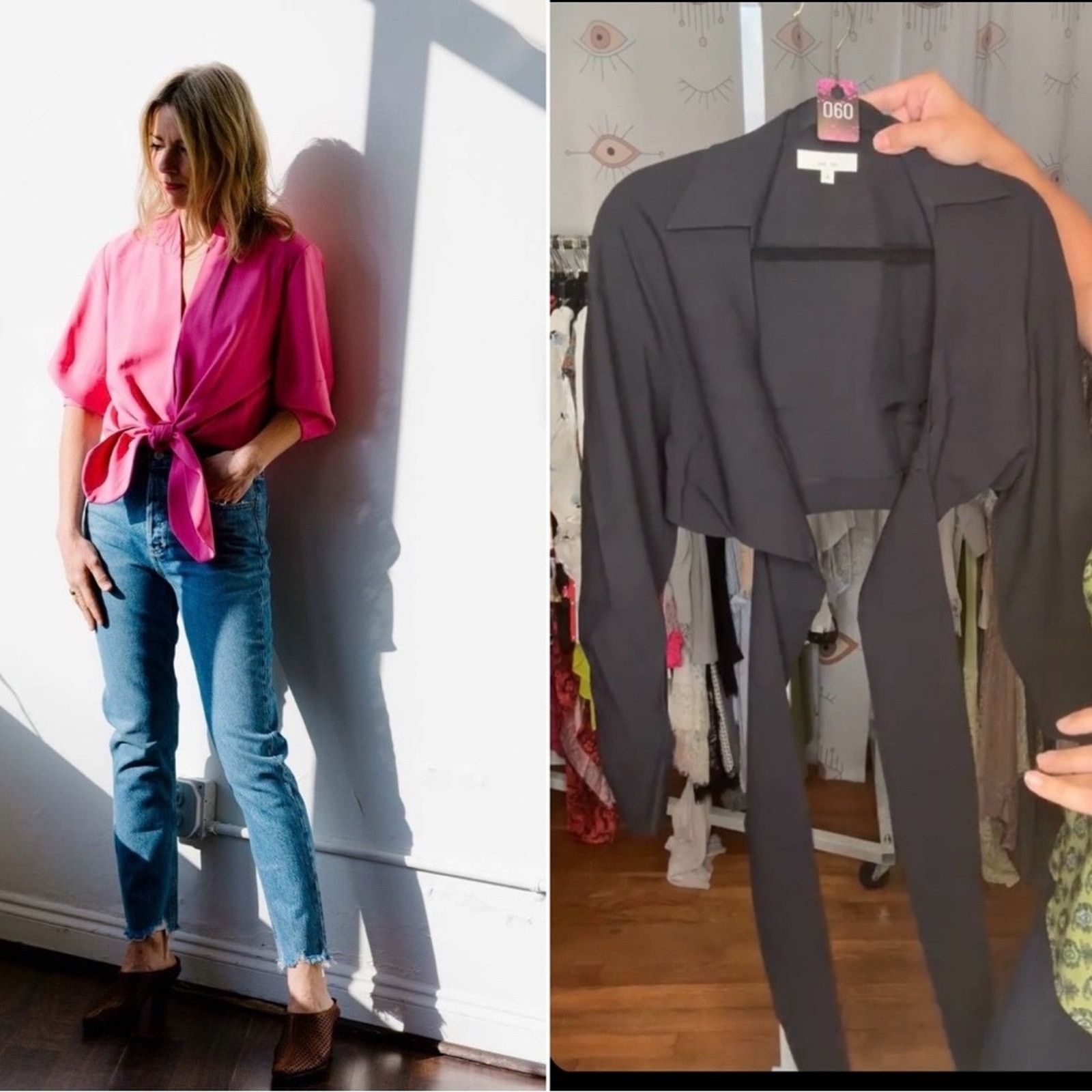 REVOLVE NEW The Sei $205 BLACK Tie Front crop top size 2 Size XS / US 0-2 / IT 36-38 - 1 Thumbnail