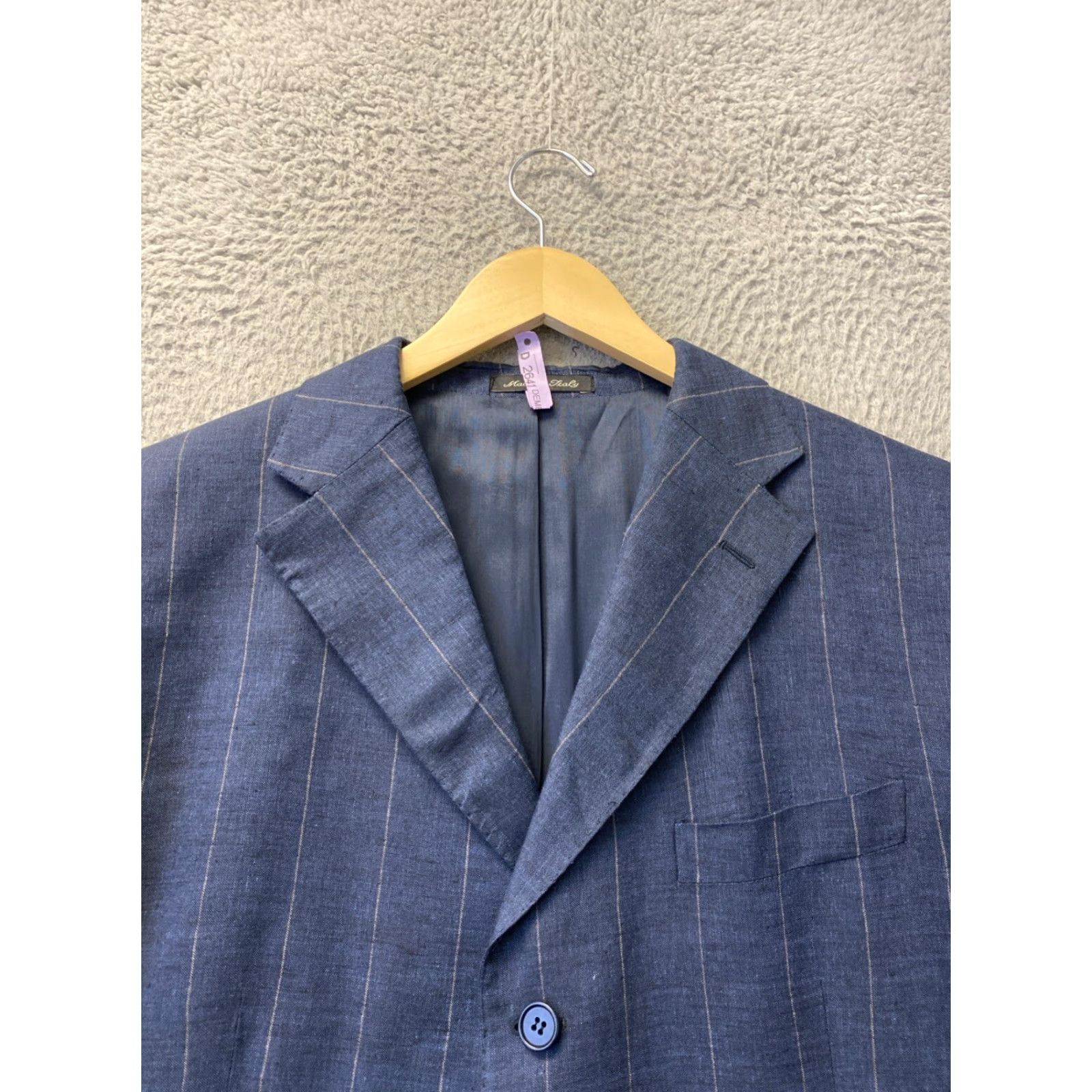 Faconnable VINTAGE Façonnable Linen Sport Coat Jacket Men 44 Navy Tan Stripes Business Casual Italy Size US S / EU 44-46 / 1 - 3 Thumbnail