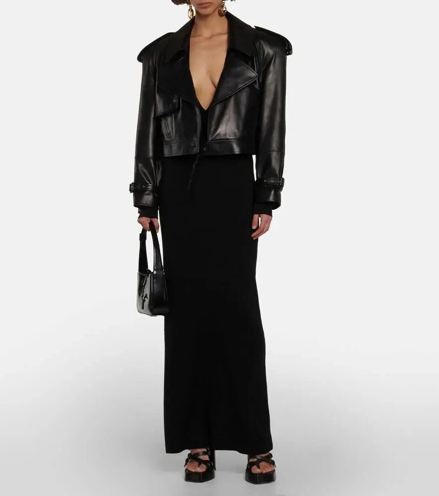 Saint Laurent Paris o1b1hav111224 Platz Platform Sandals in Smooth Leather Black Size US 7.5 / IT 37.5 - 6 Thumbnail