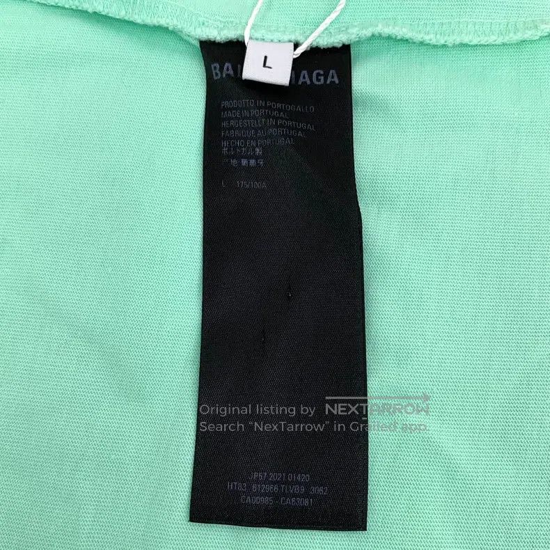Balenciaga Balenciaga Teal Logo Letter Embroidered Cotton Round Neck Size US L / EU 52-54 / 3 - 6 Thumbnail