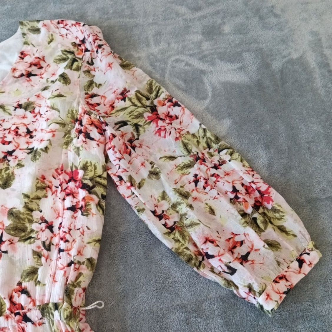 J. Jill J.Jill Maxi Dress XS Pink Green Floral Asymmetric 3/4 Sleeve Lined Rayon Women Regular Spring Summer Vintage No Size XS / US 0-2 / IT 36-38 - 4 Thumbnail