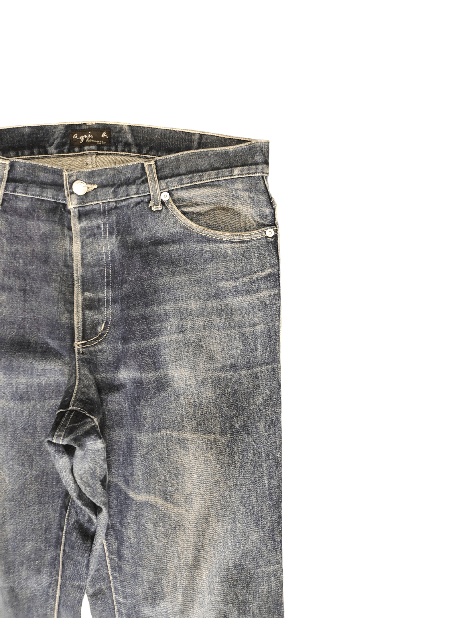 agnes b. Vintage 90s Agnes B. Homme Clawmark Faded Denim Jeans Size US 34 / EU 50 - 8 Thumbnail