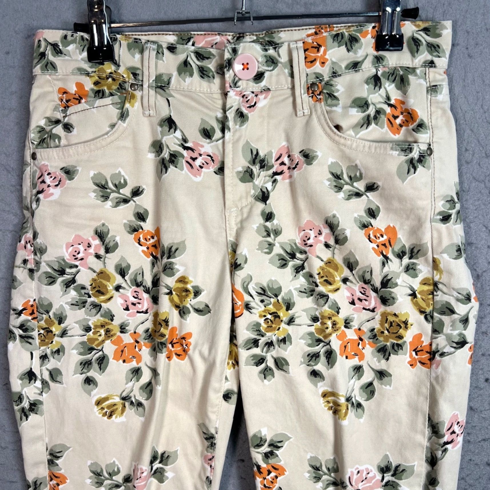 Citizens Of Humanity Citizens Of Humanity Womens 25 Mandy High Waist Retro Slim Jeans Floral 5-Pocket Denim Beige Vintage No Size 42" / US 20 - 7 Thumbnail