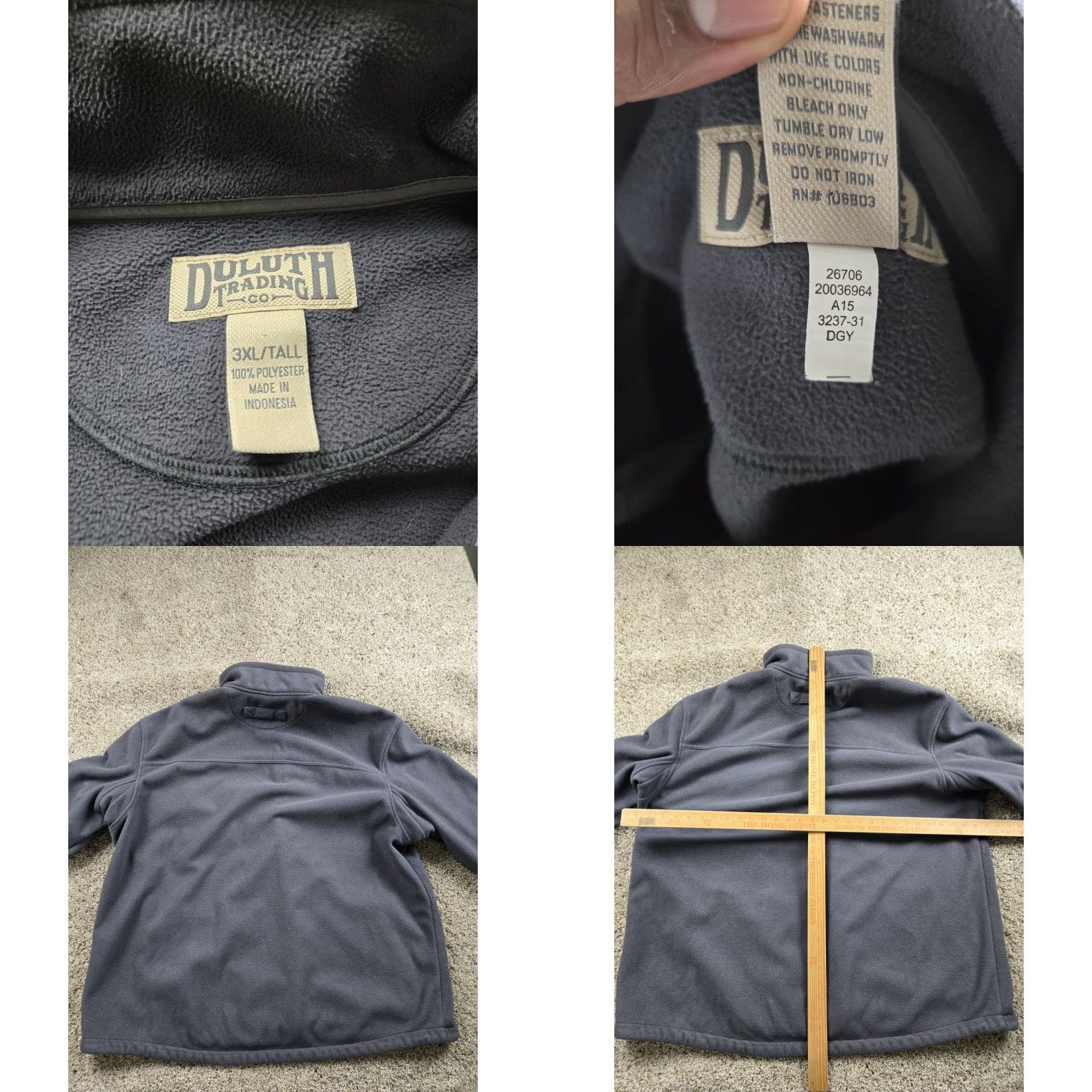 Vintage Duluth Trading Shoreman Fleece Jacket Mens 3XLT Gray Full Zip Windproof Size US XL / EU 56 / 4 - 8 Thumbnail