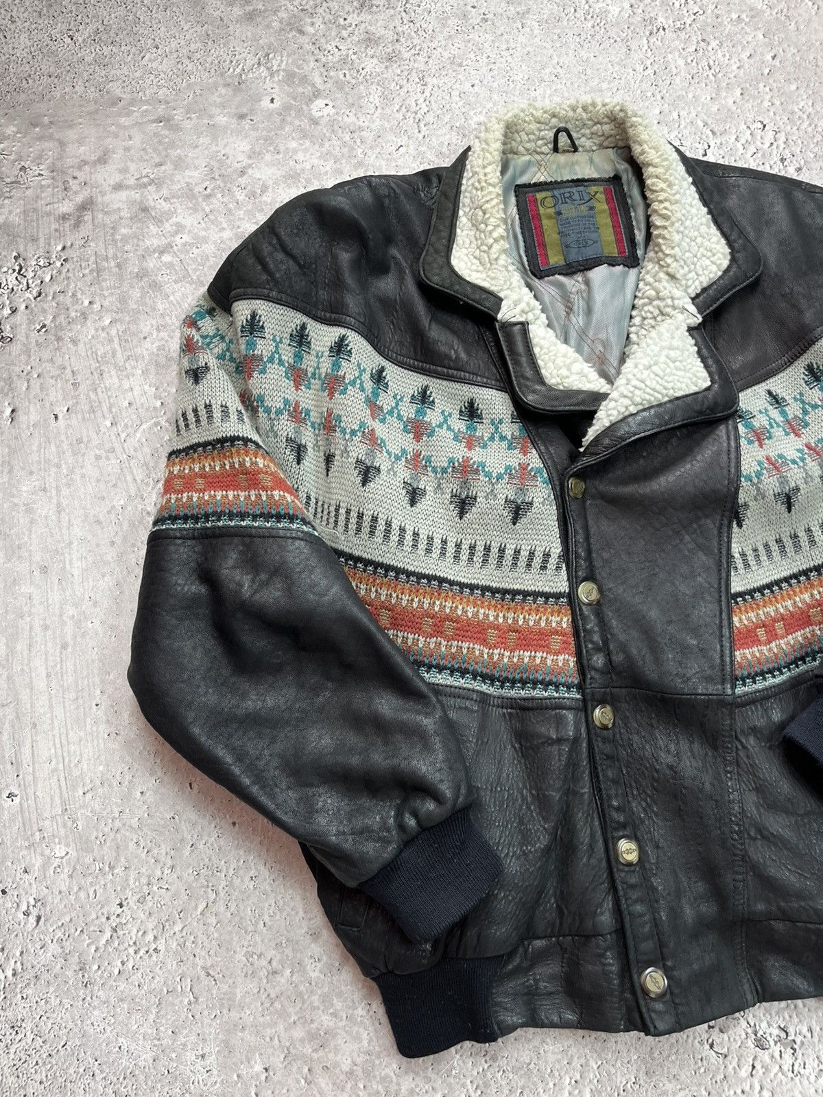 Leather Vintage Genuine Leather Jacket Wool Pattern Shearling 50 Size US M / EU 48-50 / 2 - 3 Thumbnail