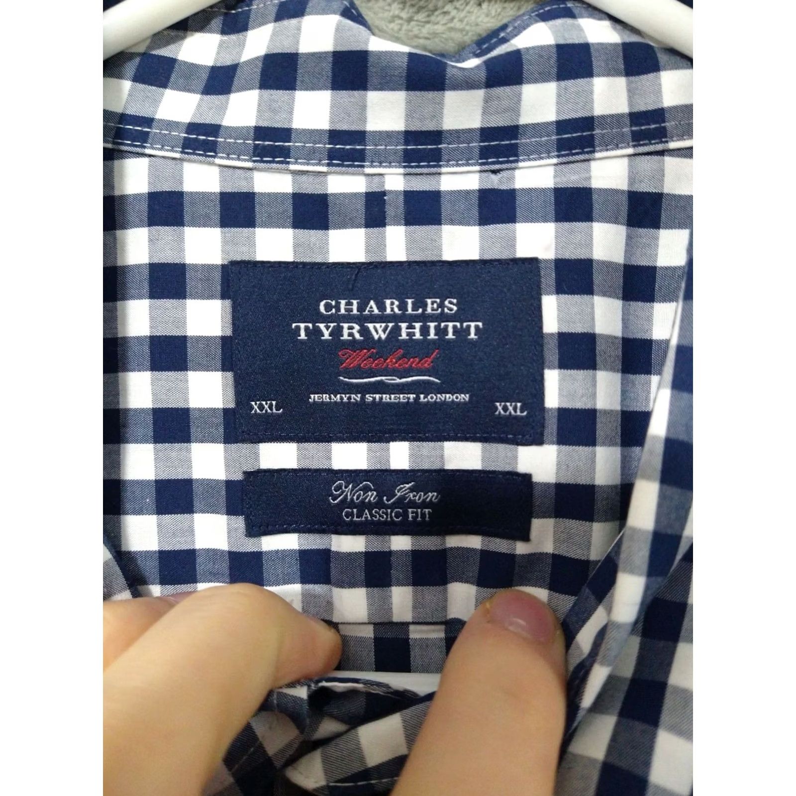 Charles Tyrwhitt Charles Tyrwhitt Shirt Blue Plaid Non Iron Classic Fit Long Sleeve Mens 2XL Size US XXL / EU 58 / 5 - 7 Thumbnail