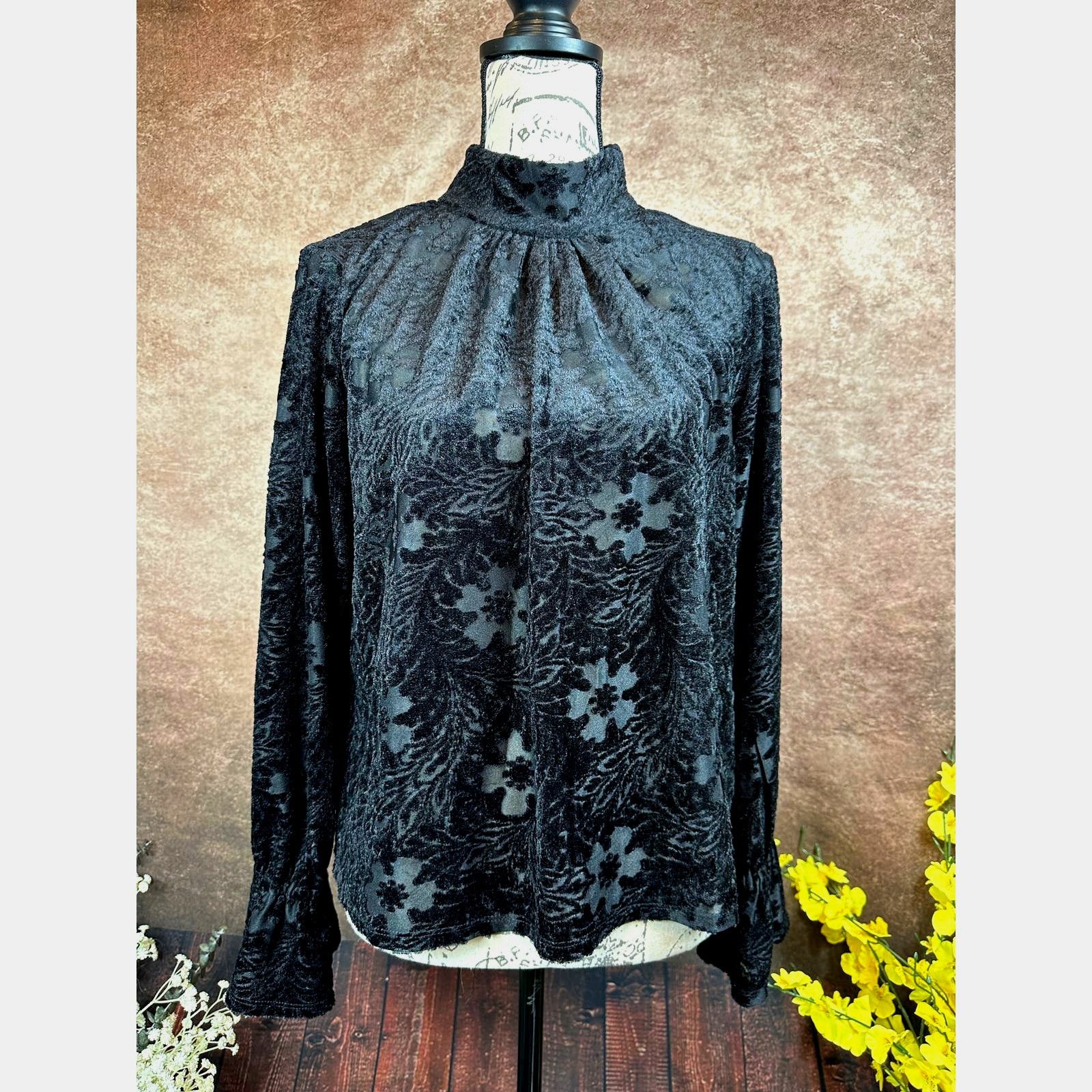 Other 1. State High Neck Open Back Long Sleeve Blouse Rich Black M Size M / US 6-8 / IT 42-44 - 8 Thumbnail