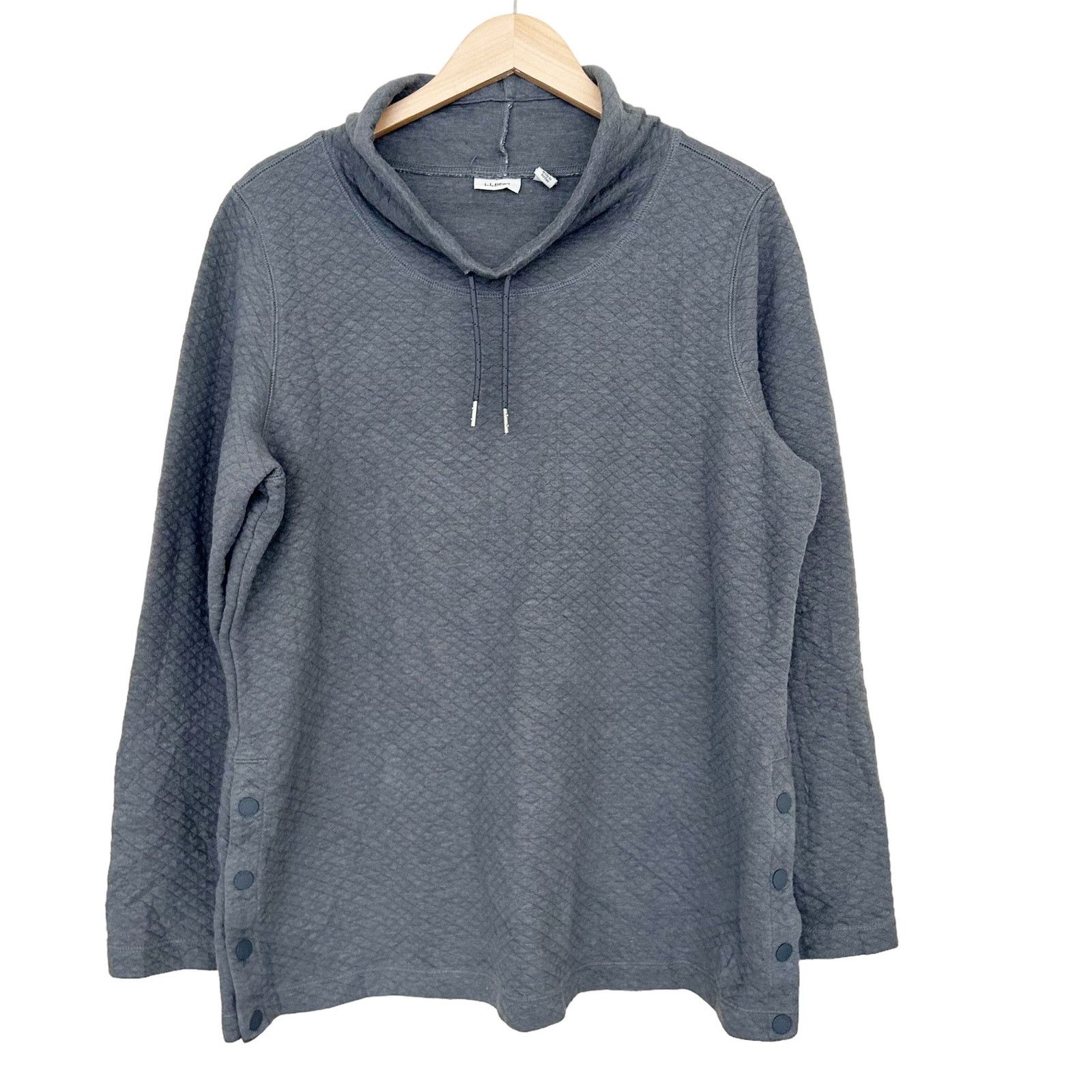 L.L. Bean LL Bean Gray Softlight Quilted Funnel Neck Sweater Sz XL Size XL / US 12-14 / IT 48-50 - 6 Thumbnail