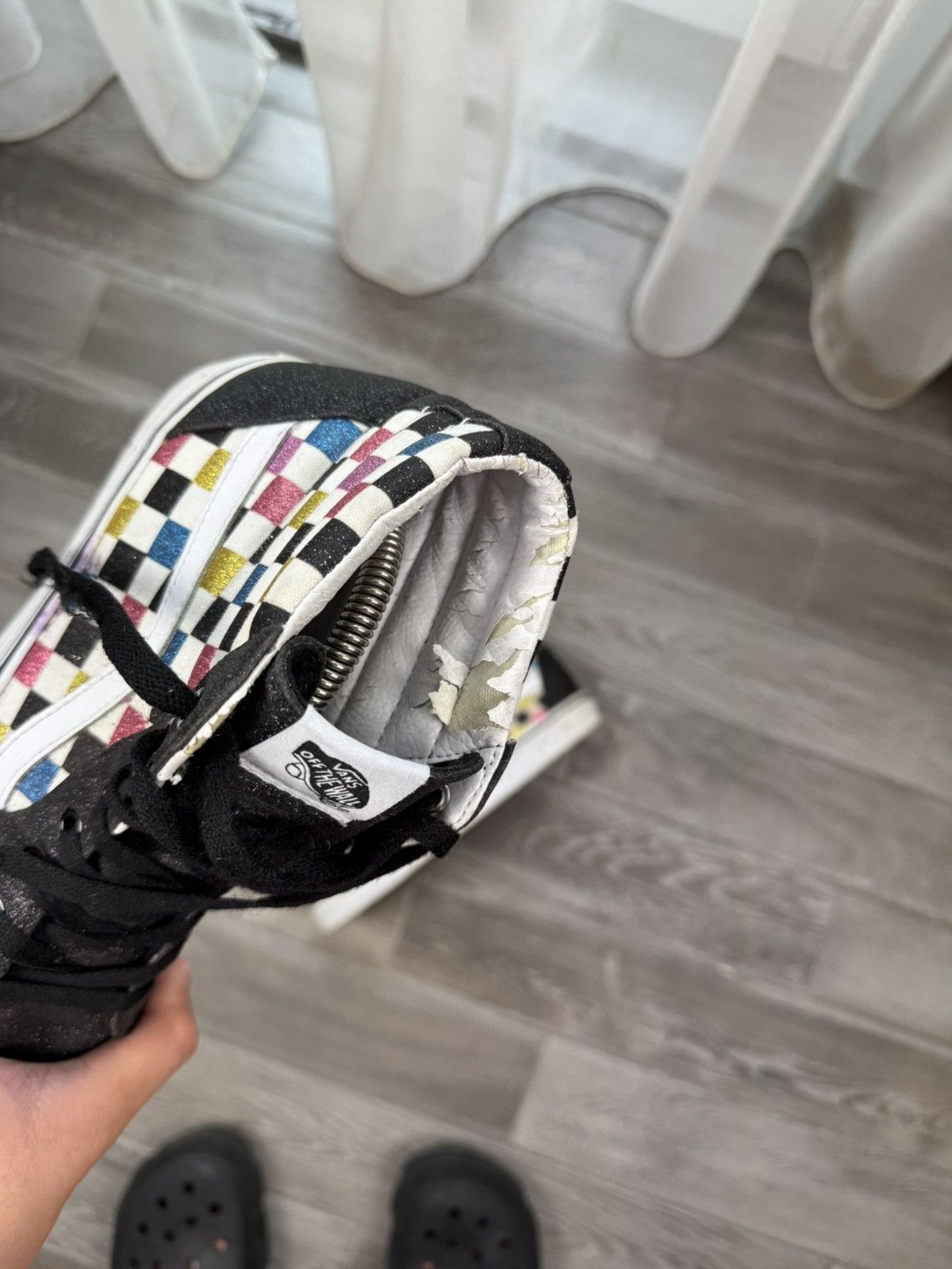 Vans NWOB Vans Sk8-Hi "Glitter Checkerboard" - VN0A4BV6V3P Size US 9 / EU 42 - 8 Thumbnail