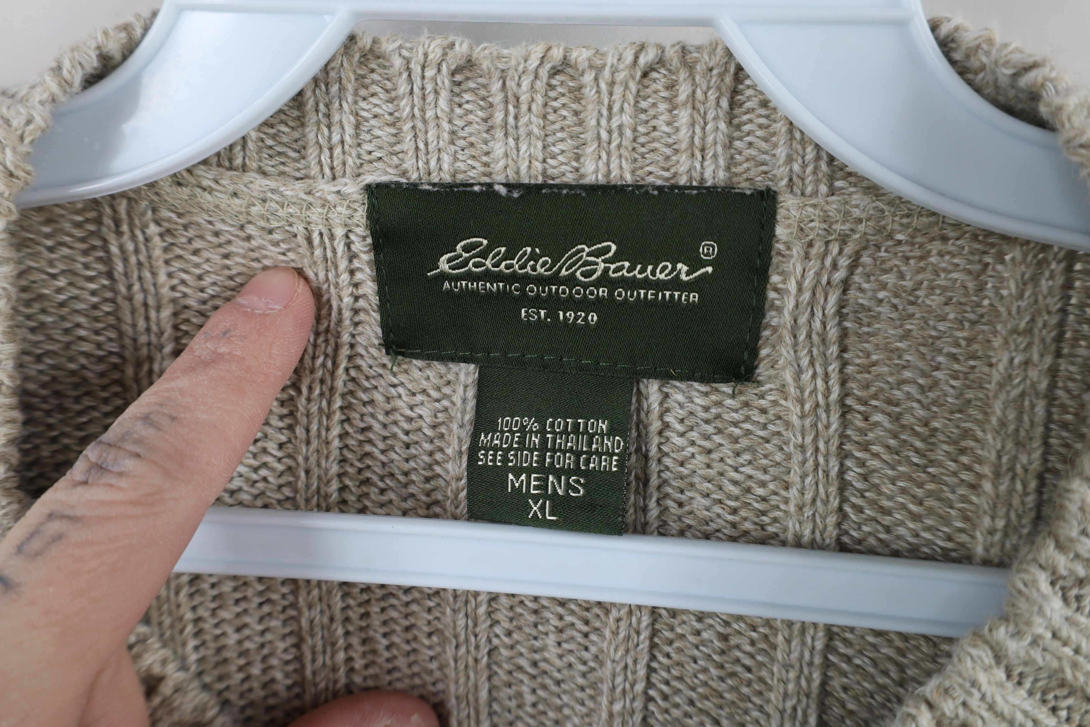 Eddie Bauer × Vintage Vintage Eddie Bauer Heavyweight Ribbed Knit Sweater Beige Size US XL / EU 56 / 4 - 6 Thumbnail
