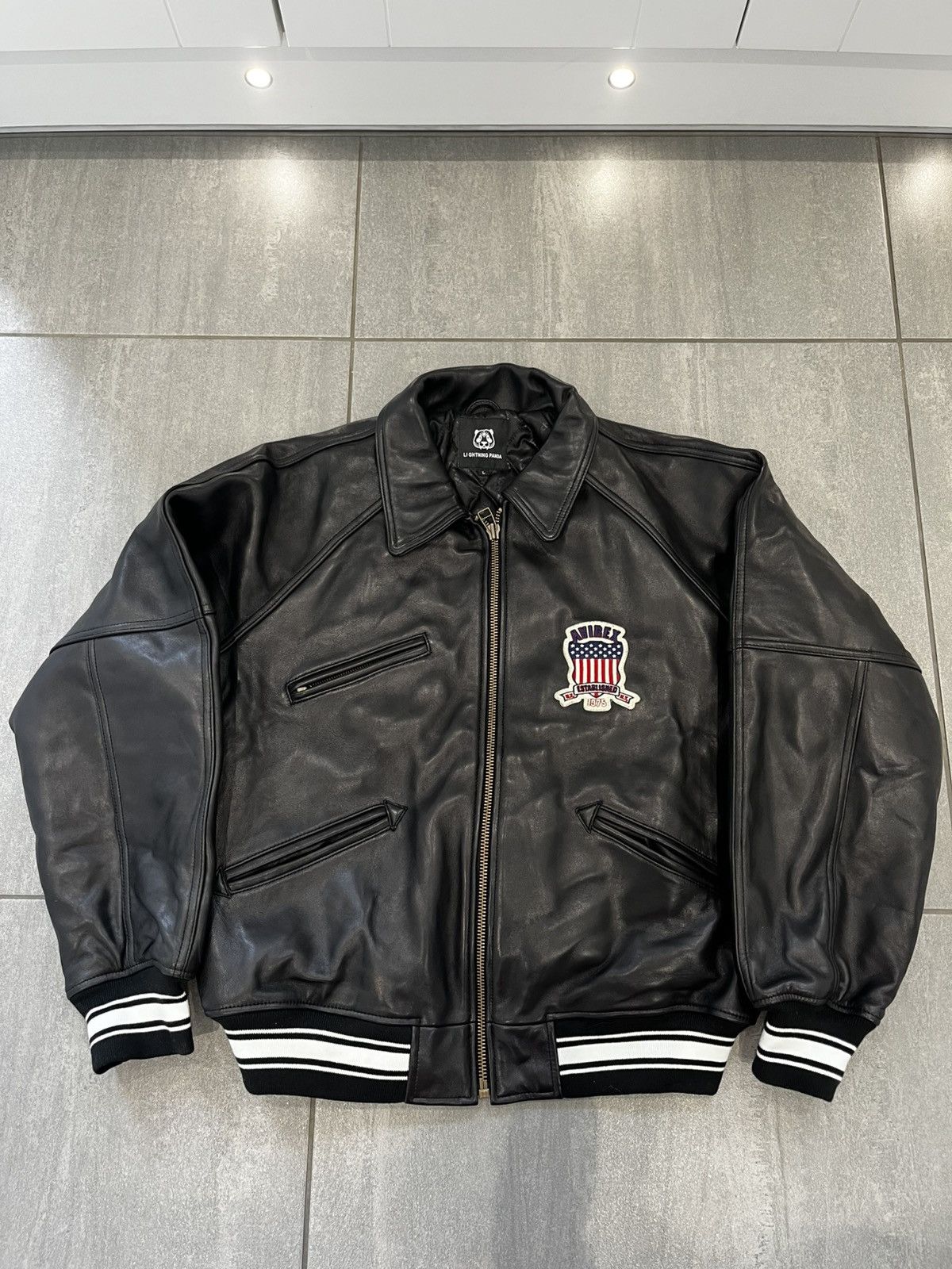 ジャケット・アウター 90s AVIREX leather varsity jacket BLK S AVIREX faux leather jacket, vintage varsity coat, 90s hip