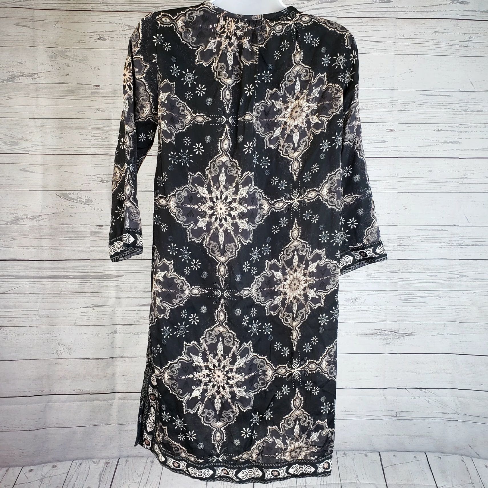 Vintage Odd Molly Womens Afternoon Delight Dress 3/4 Sleeve Small Black Viscose Shift Knee Length Dress Womens S Black 3/4 Sleeve Vintage No Size S / US 4 / IT 40 - 4 Thumbnail