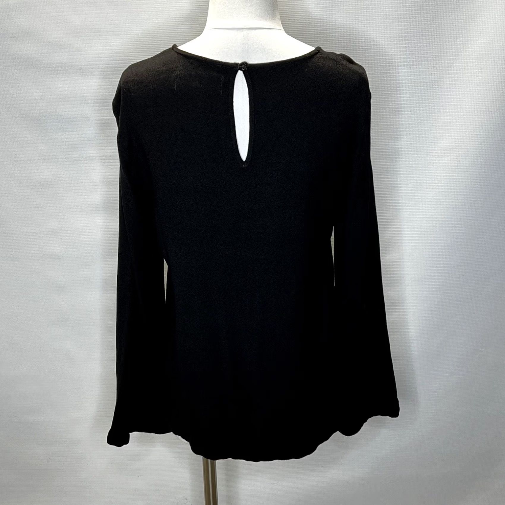 Bell Cloth & Stone Womens Blouse Shirt Bell Sleeve Regular Fit Blue Solid Knit Viscose Round Neck Pullover Casual Boho Modern - Womens Size M / US 6-8 / IT 42-44 - 3 Thumbnail