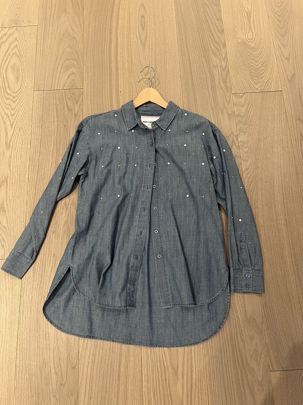 Karl Lagerfeld Pearl Denim Button Up Size L / US 10 / IT 46 - 1 Thumbnail